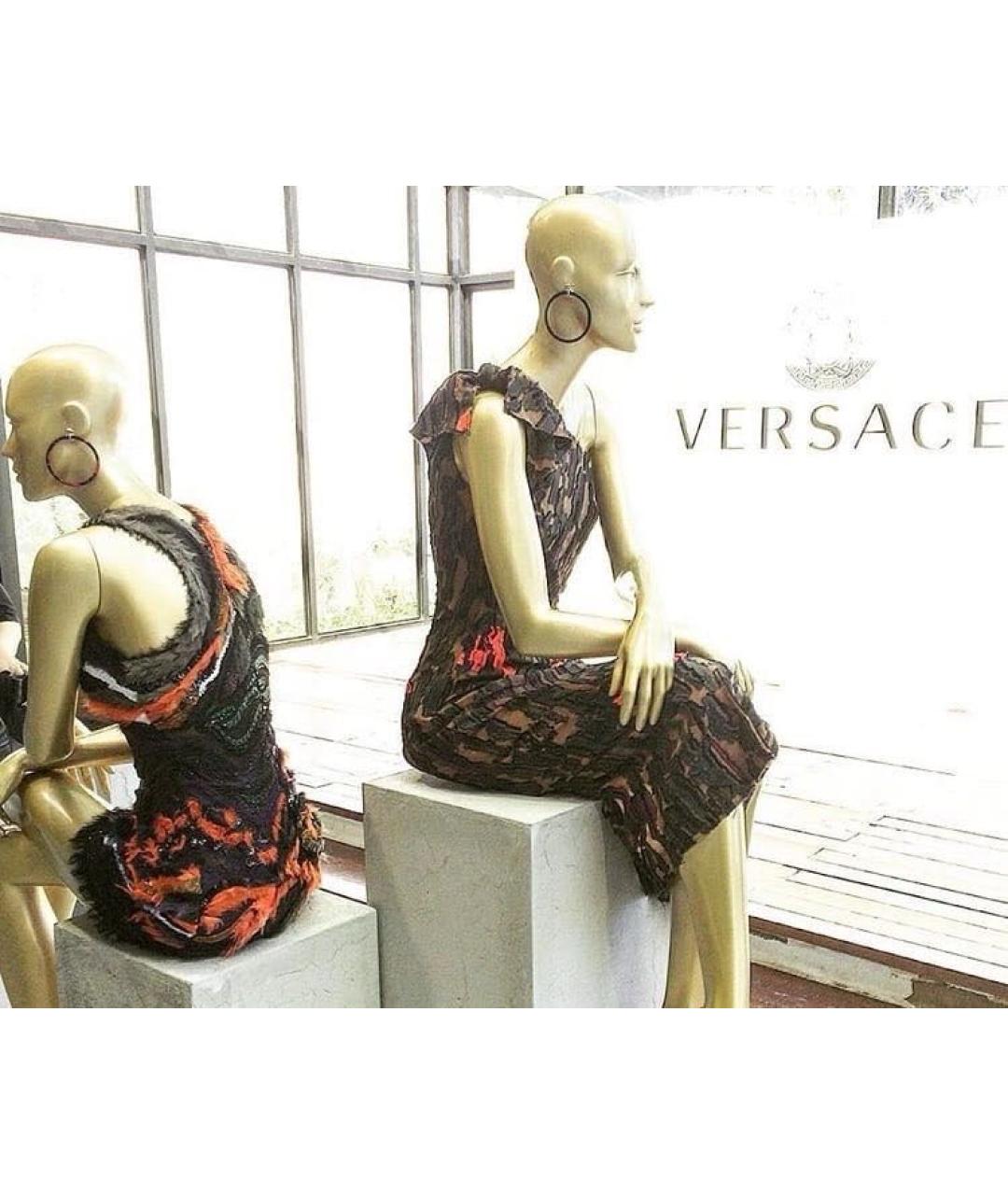 VERSACE Коричневое шелковое вечернее платье, фото 3