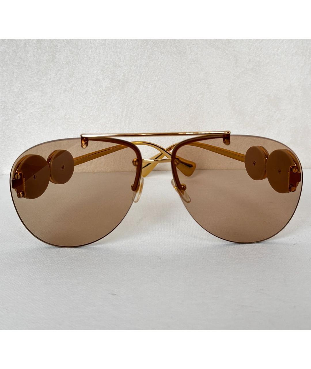 VERSACE Бежевые металлические солнцезащитные очки, фото 7