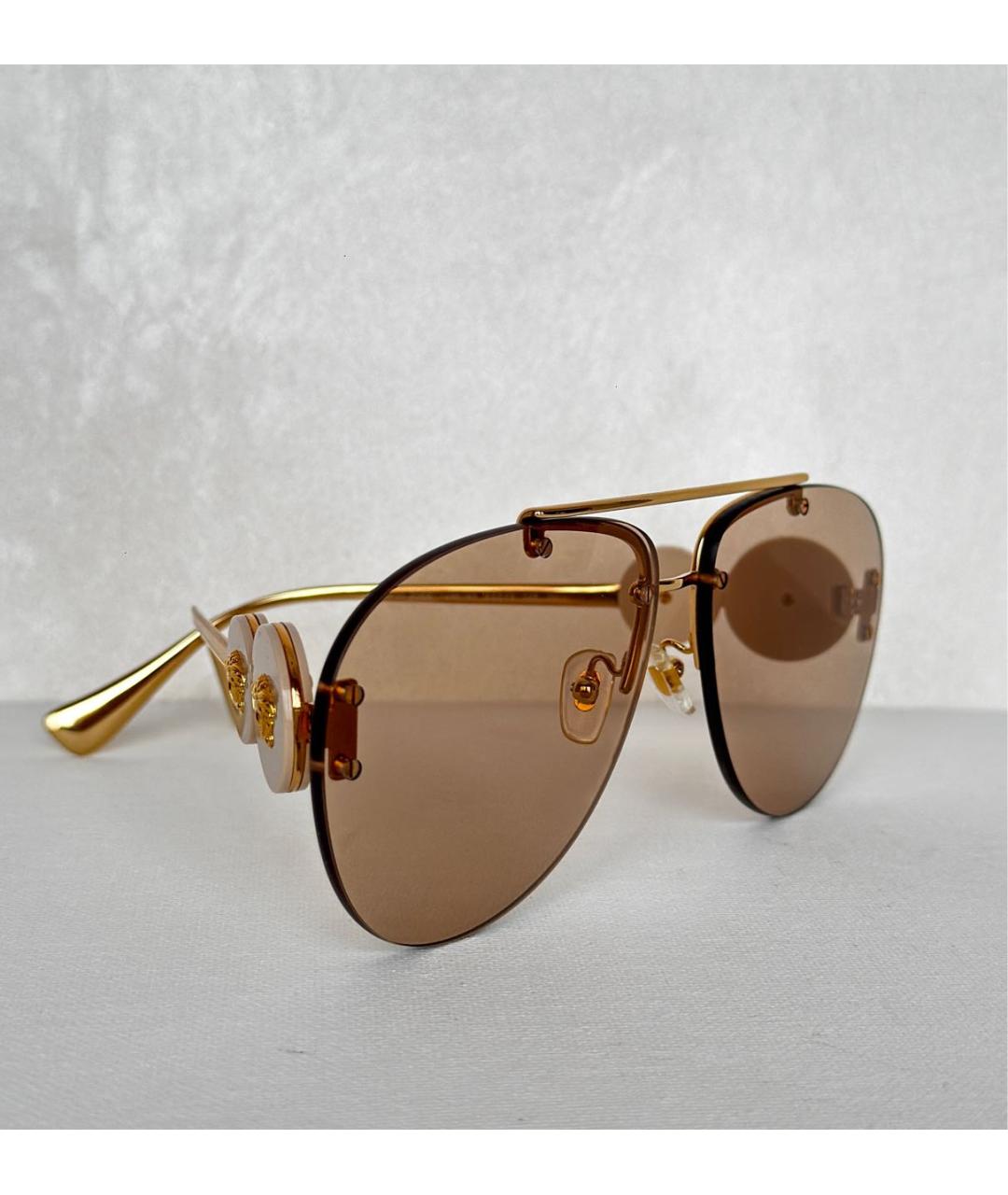 VERSACE Бежевые металлические солнцезащитные очки, фото 2
