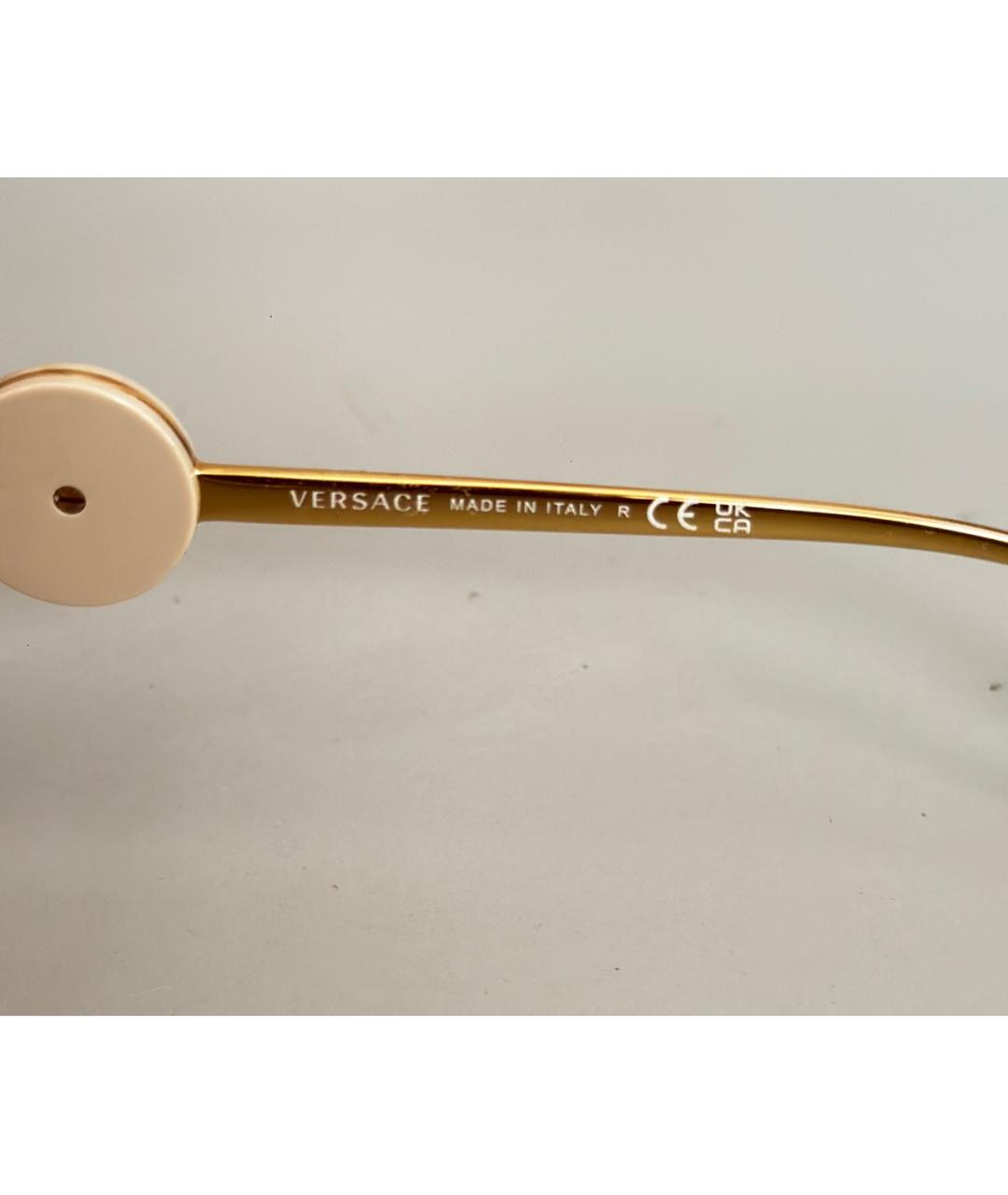 VERSACE Бежевые металлические солнцезащитные очки, фото 5
