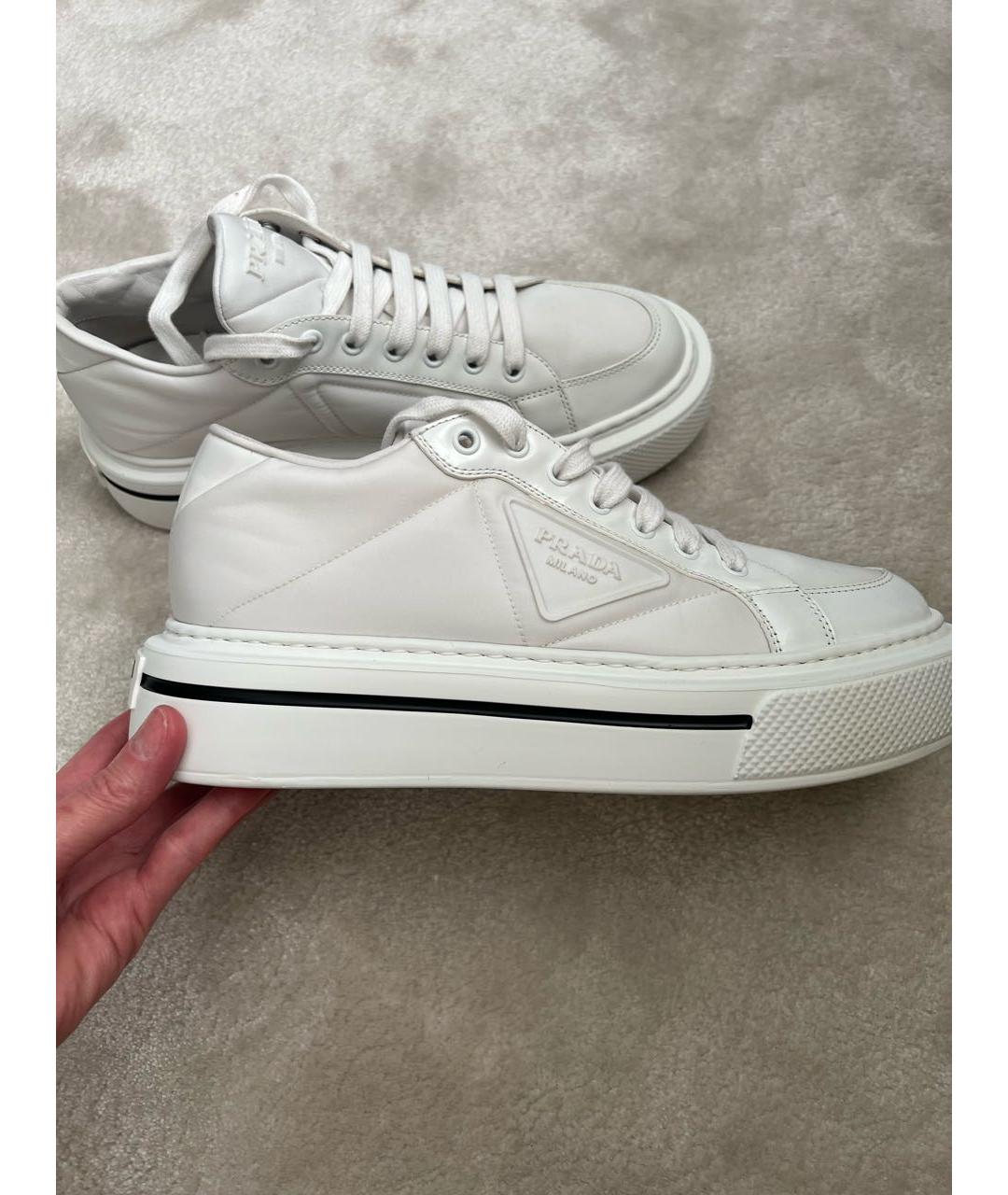 PRADA Белые кожаные кроссовки, фото 8