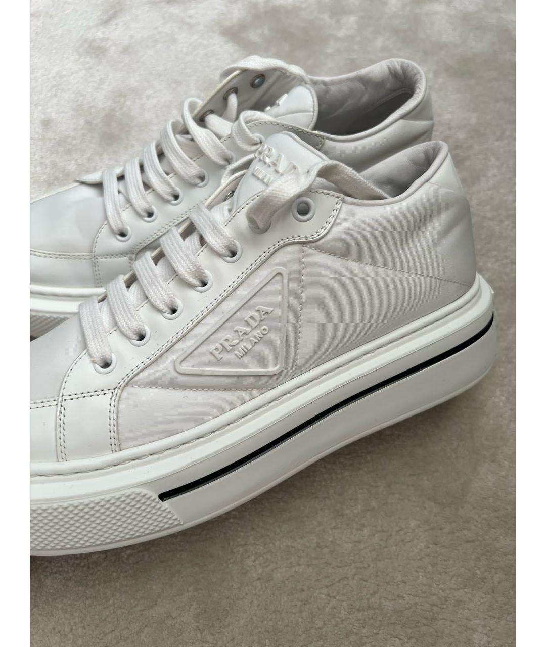 PRADA Белые кожаные кроссовки, фото 4