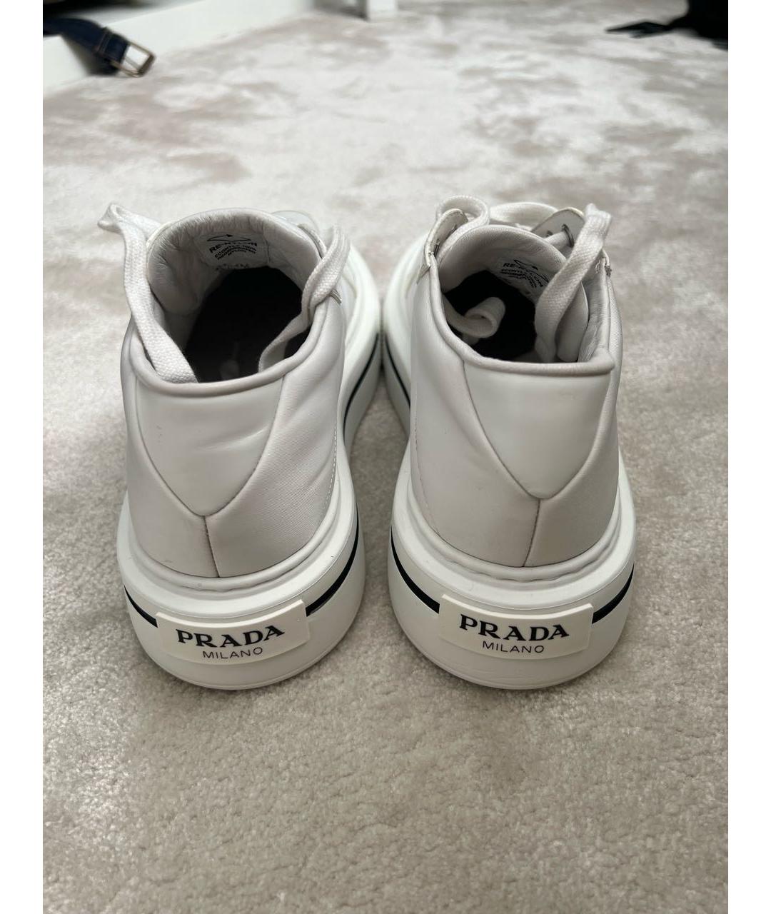 PRADA Белые кожаные кроссовки, фото 6