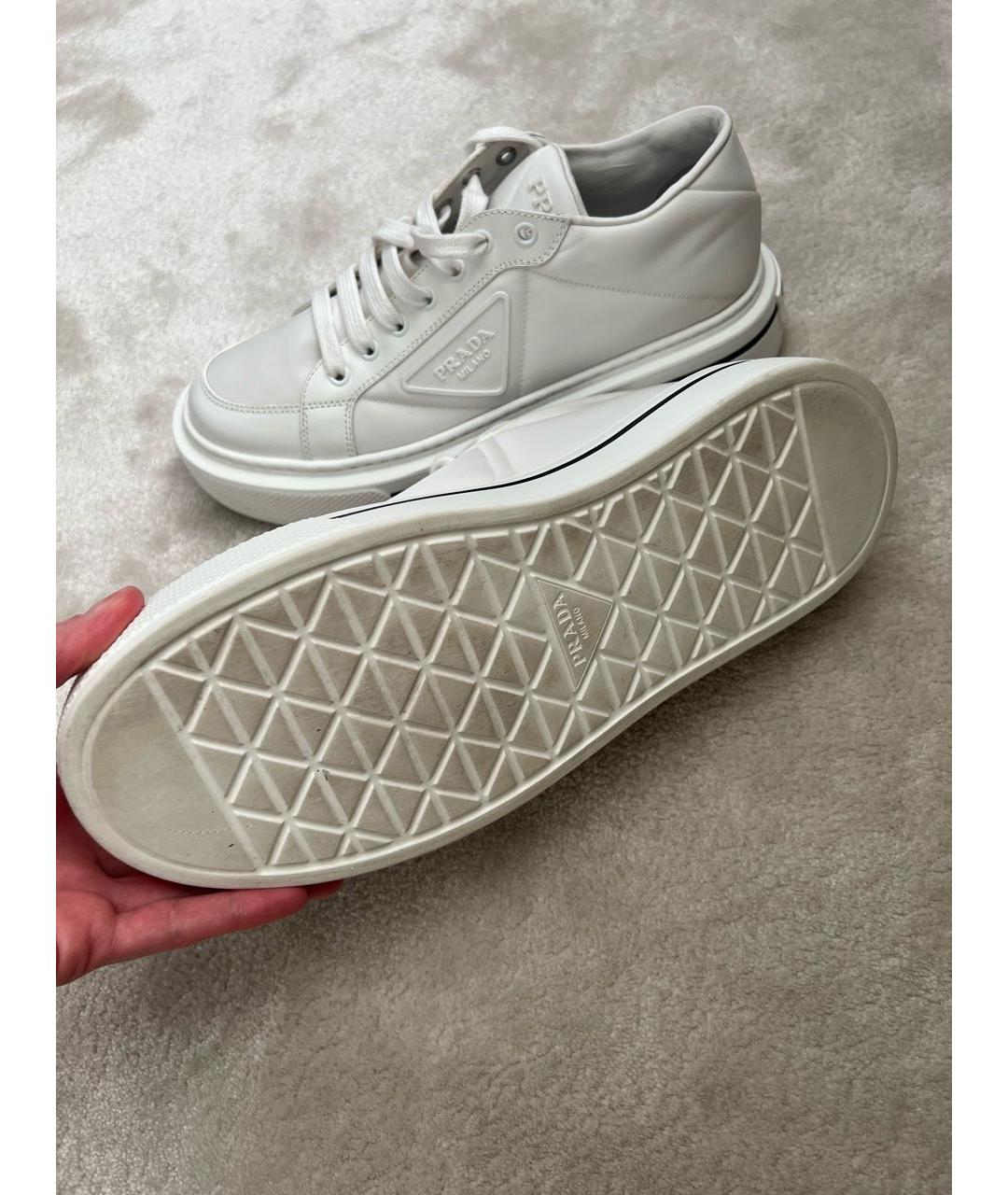 PRADA Белые кожаные кроссовки, фото 7