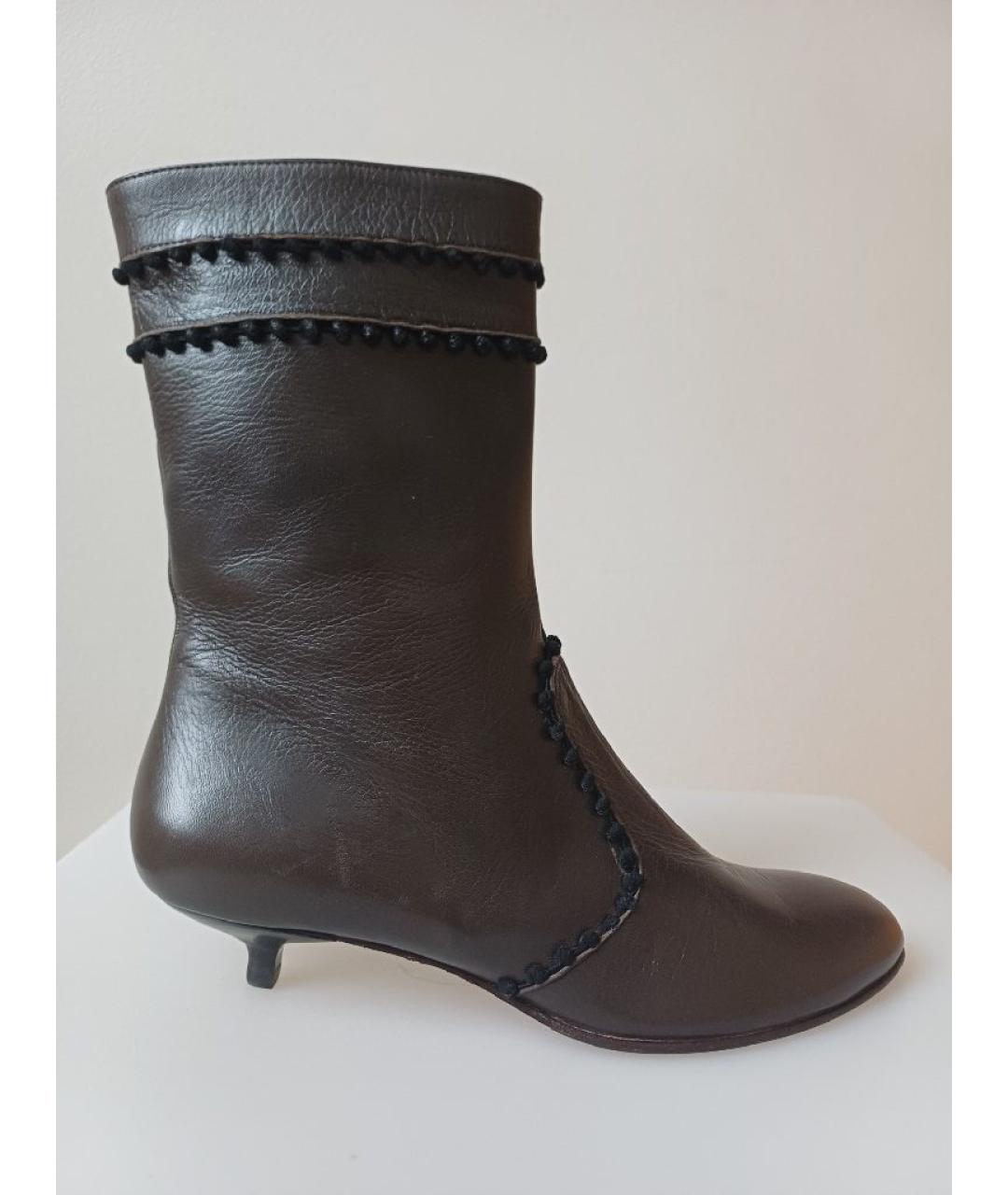 POLLINI Коричневые кожаные ботинки, фото 9