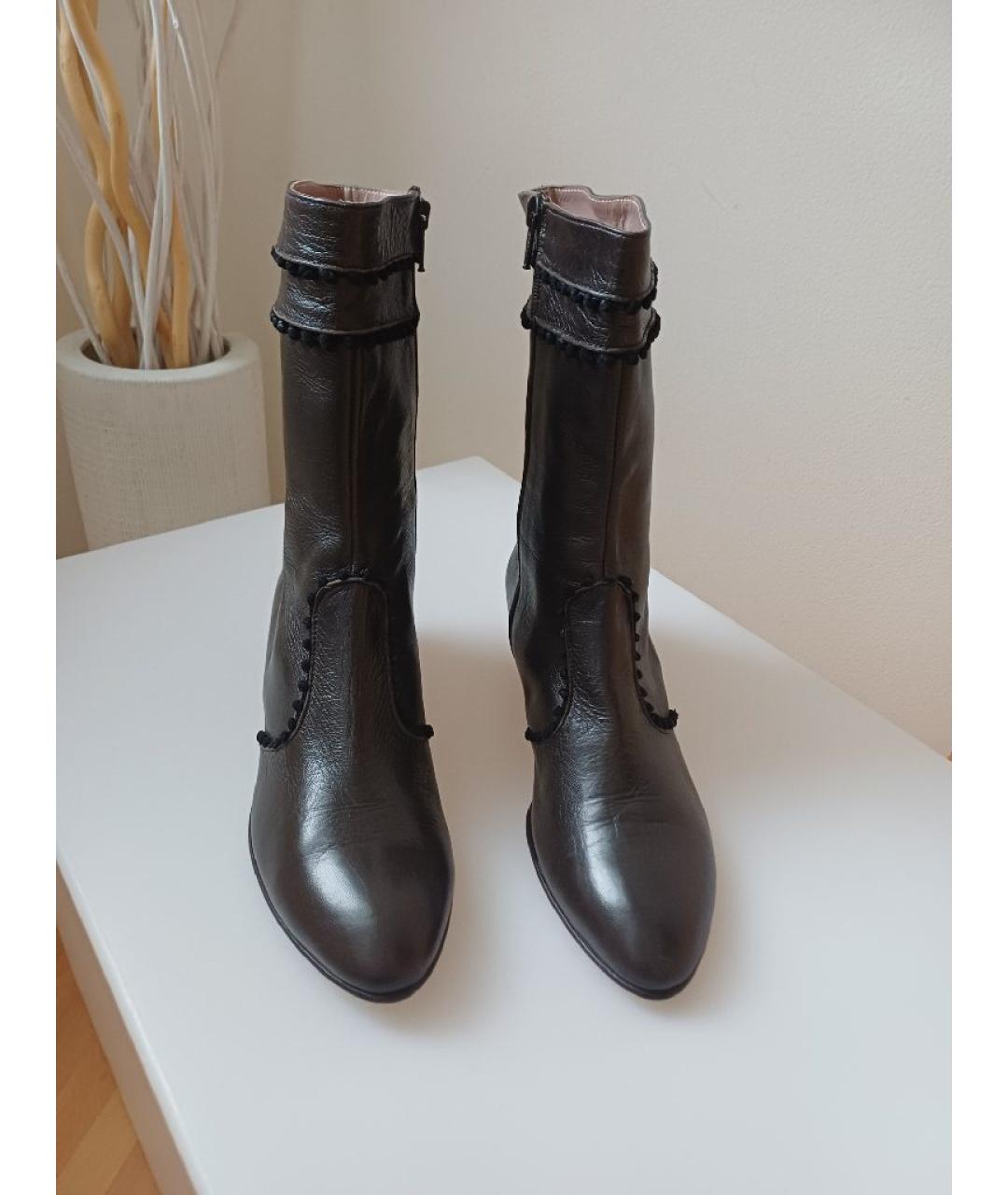 POLLINI Коричневые кожаные ботинки, фото 6