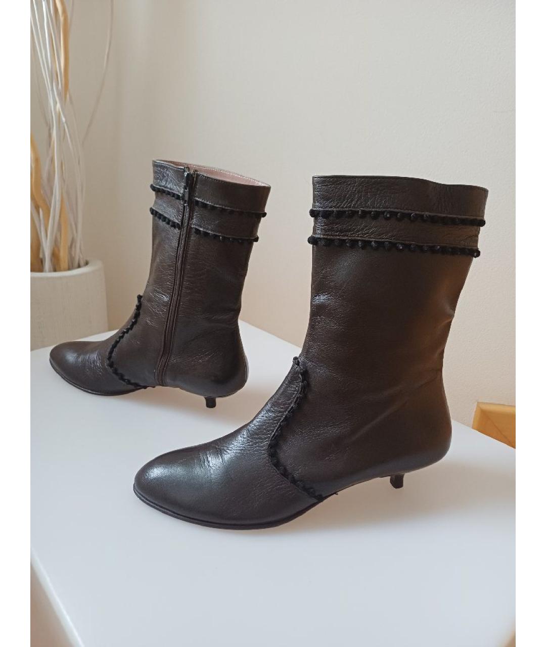 POLLINI Коричневые кожаные ботинки, фото 3