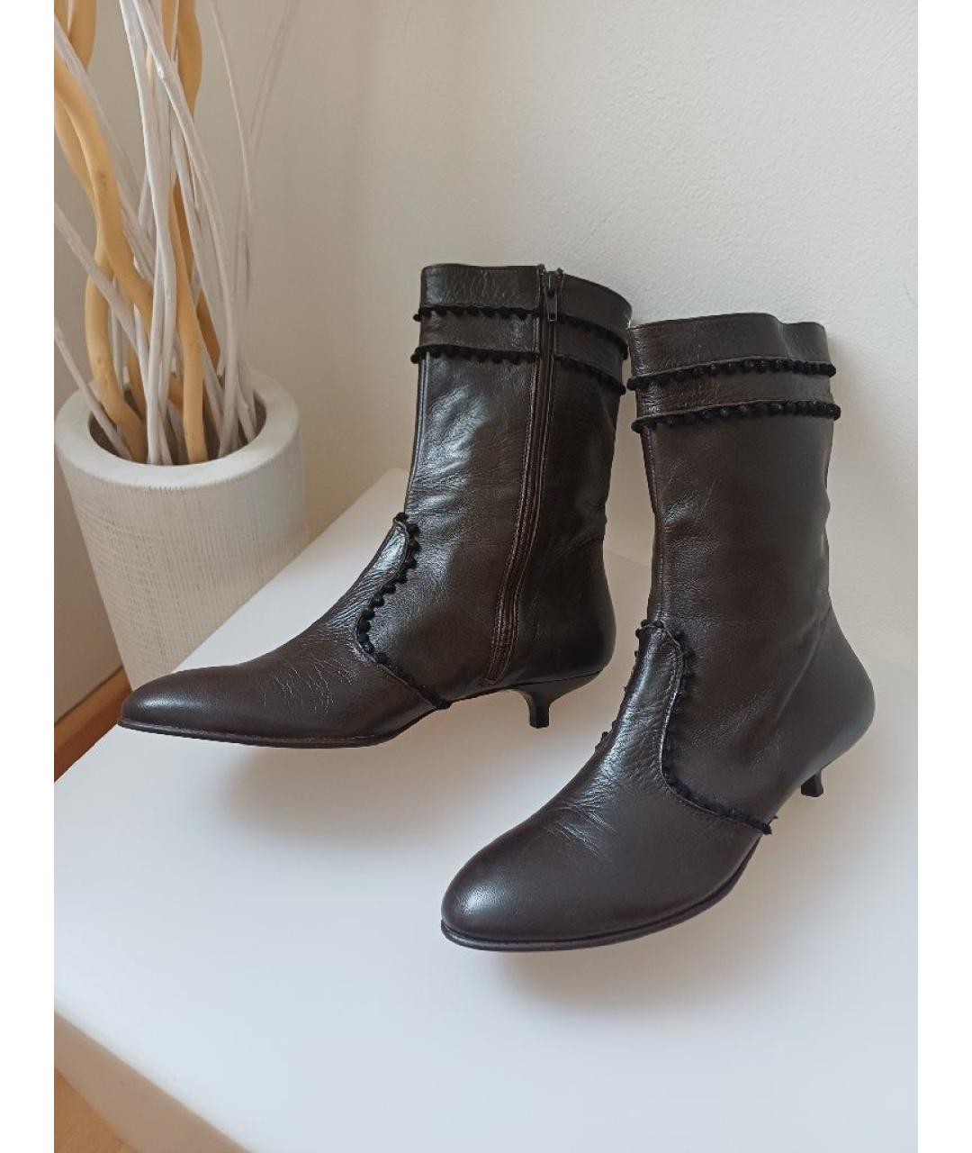 POLLINI Коричневые кожаные ботинки, фото 5