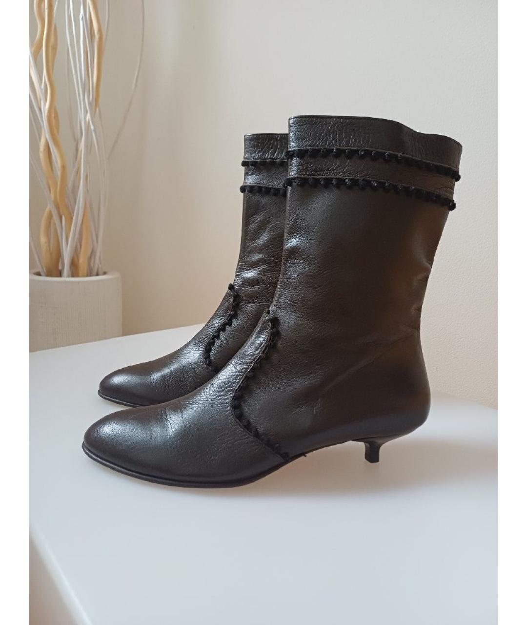 POLLINI Коричневые кожаные ботинки, фото 2