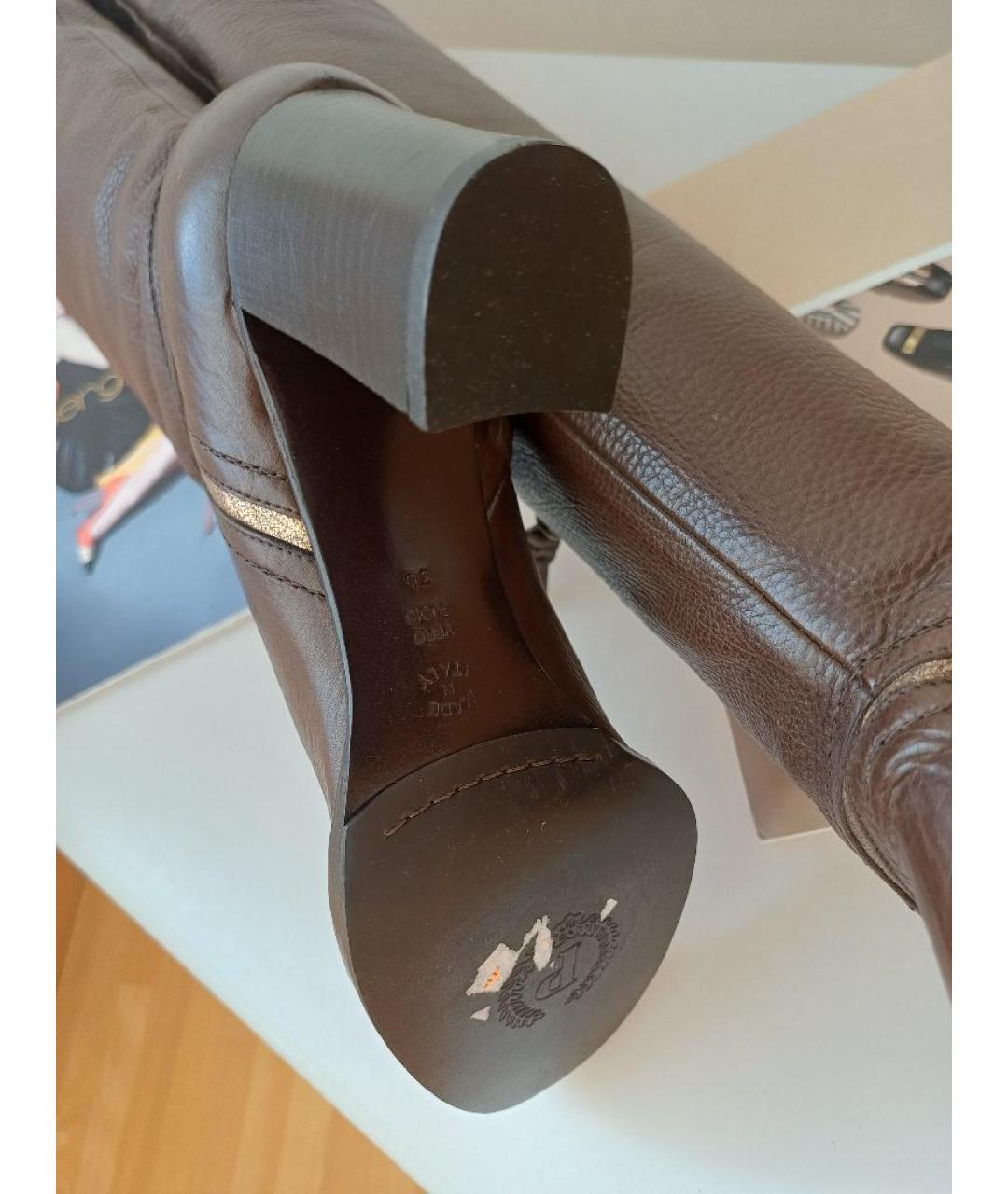 POLLINI Коричневые кожаные ботфорты, фото 8