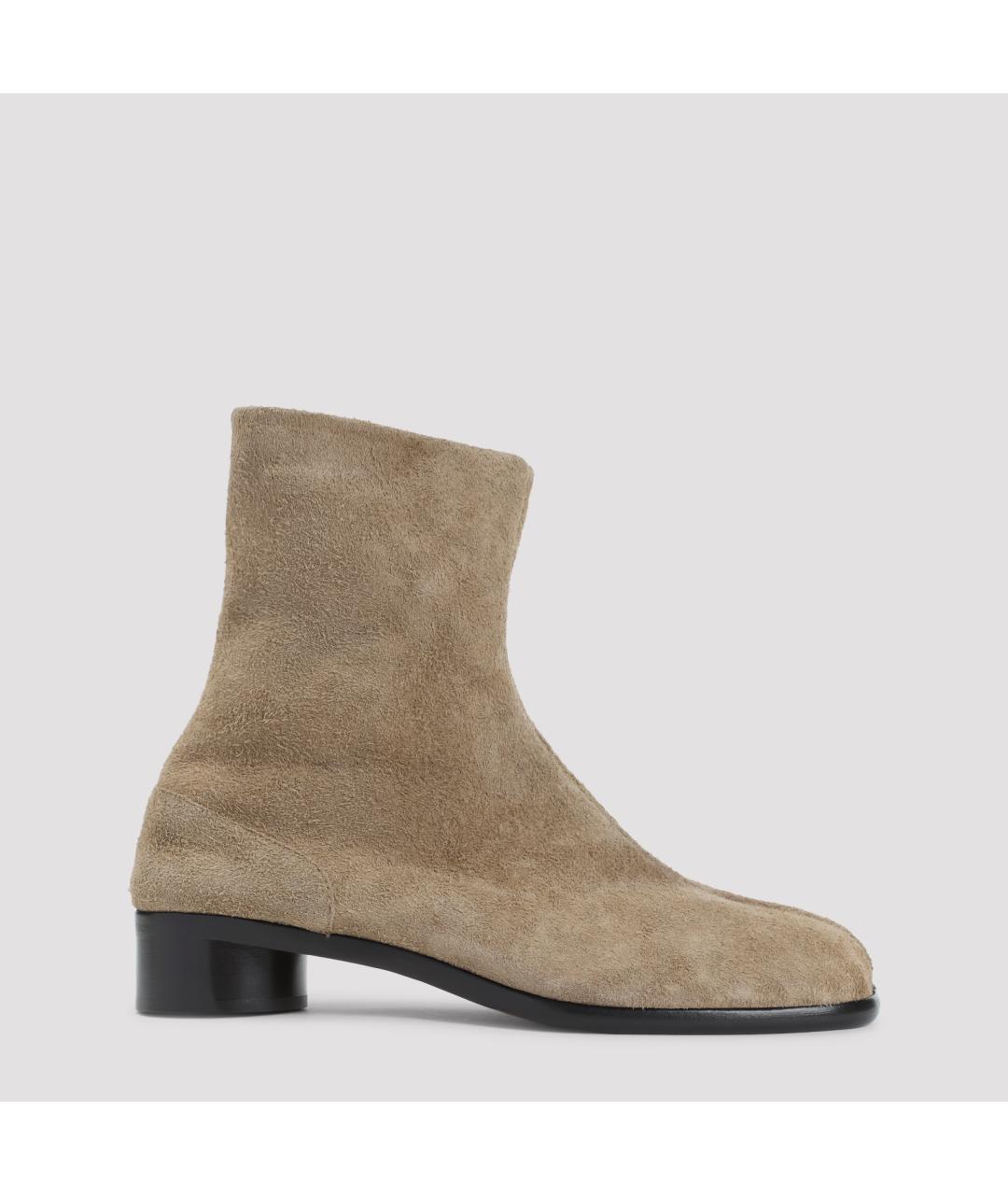 MAISON MARGIELA Бежевые замшевые высокие ботинки, фото 2
