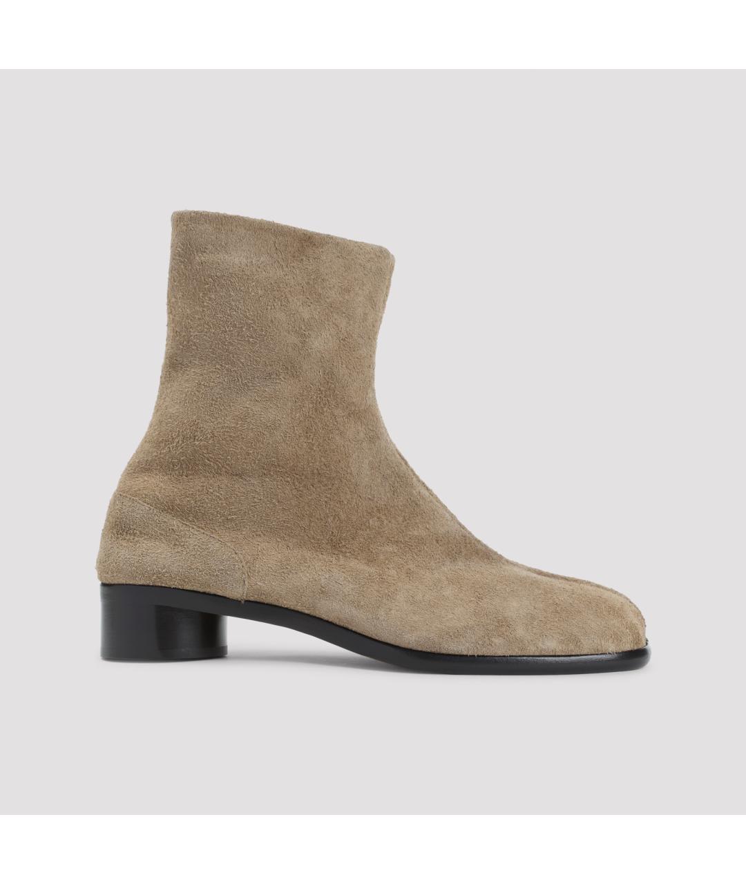 MAISON MARGIELA Бежевые замшевые высокие ботинки, фото 3