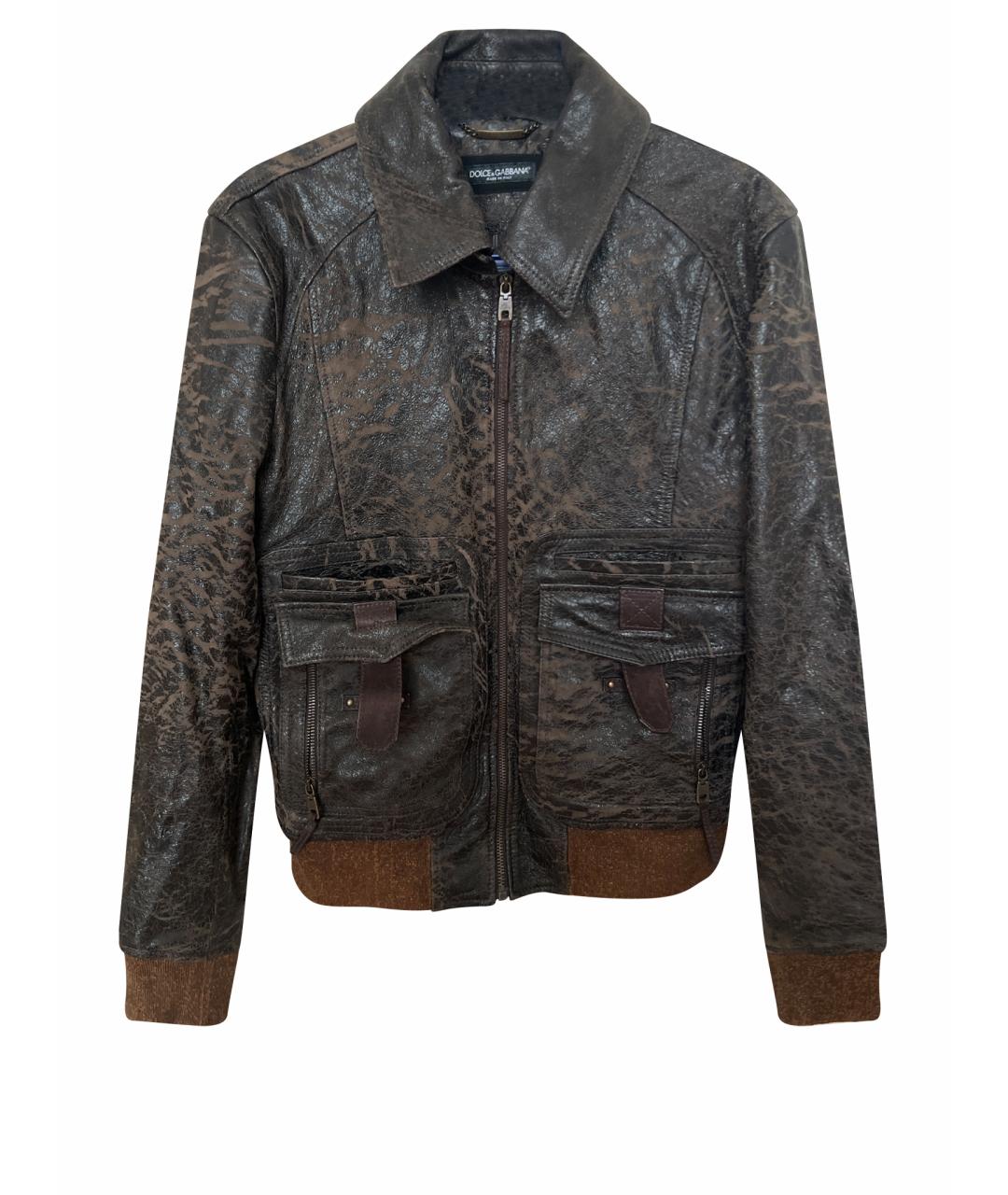 DOLCE&GABBANA Коричневая кожаная куртка, фото 1