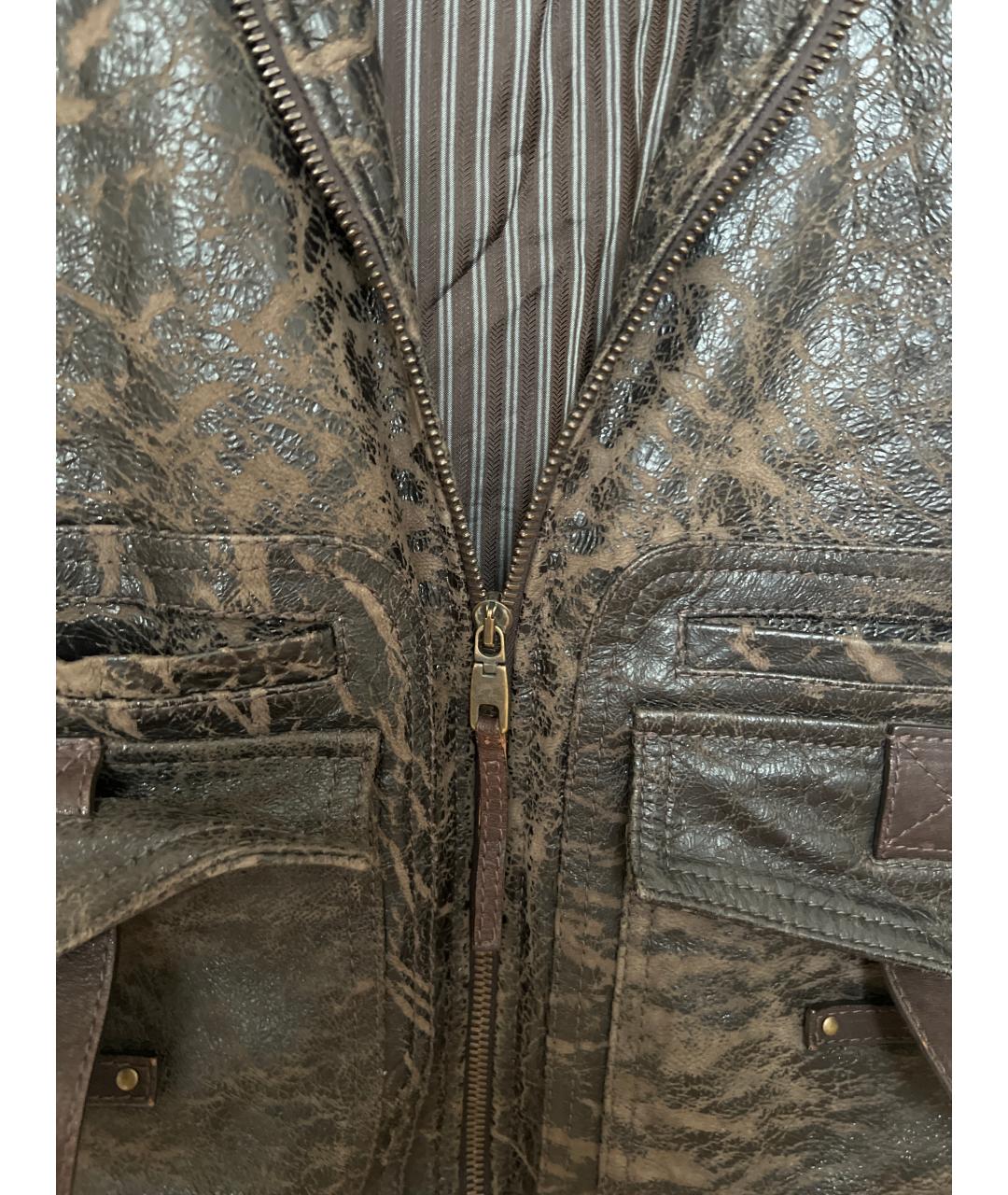 DOLCE&GABBANA Коричневая кожаная куртка, фото 4