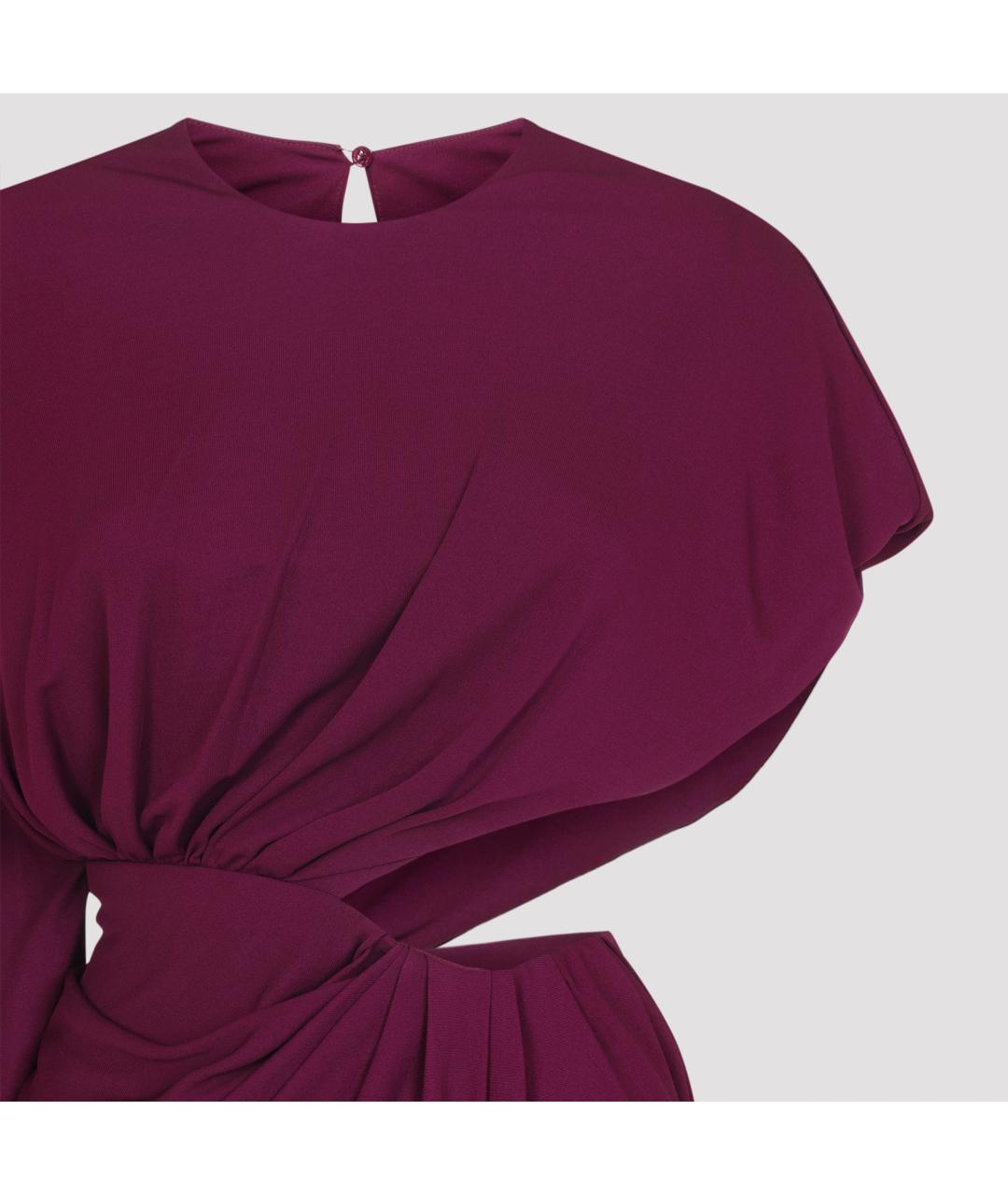 GIAMBATTISTA VALLI Бордовое полиамидовое коктейльное платье, фото 4