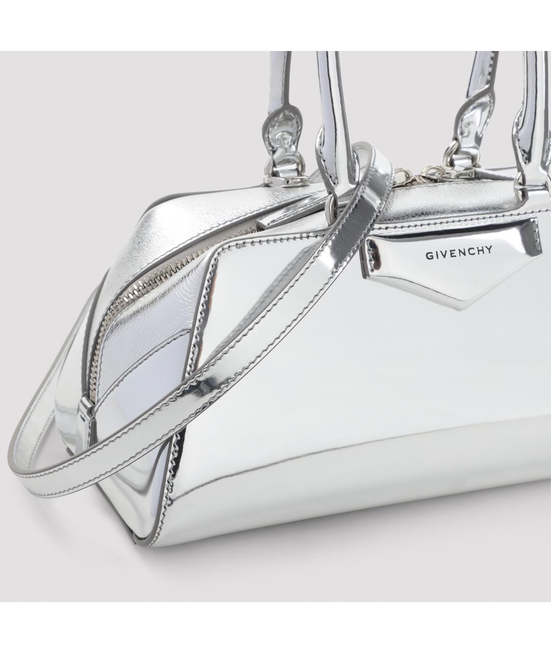 GIVENCHY Серебряная кожаная сумка тоут, фото 3