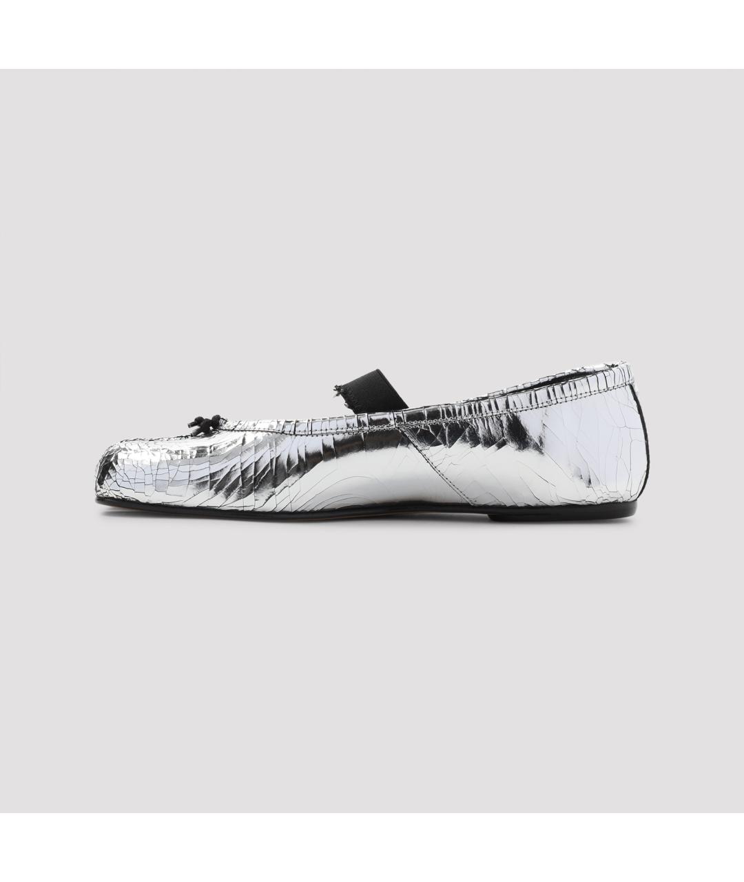 MAISON MARGIELA Серебряные кожаные балетки, фото 2