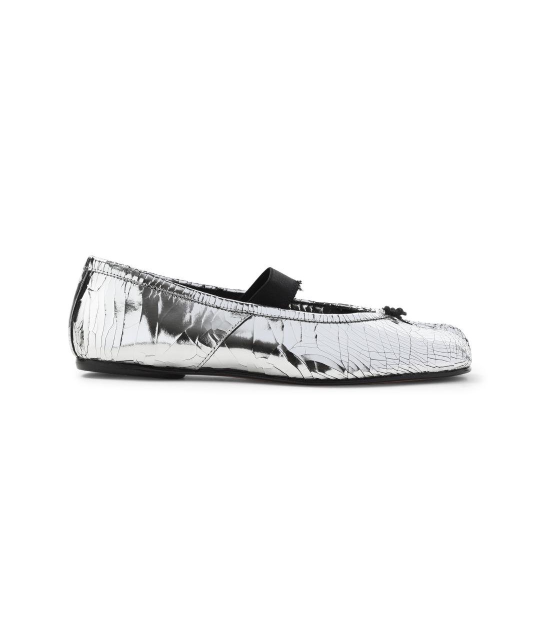 MAISON MARGIELA Серебряные кожаные балетки, фото 1