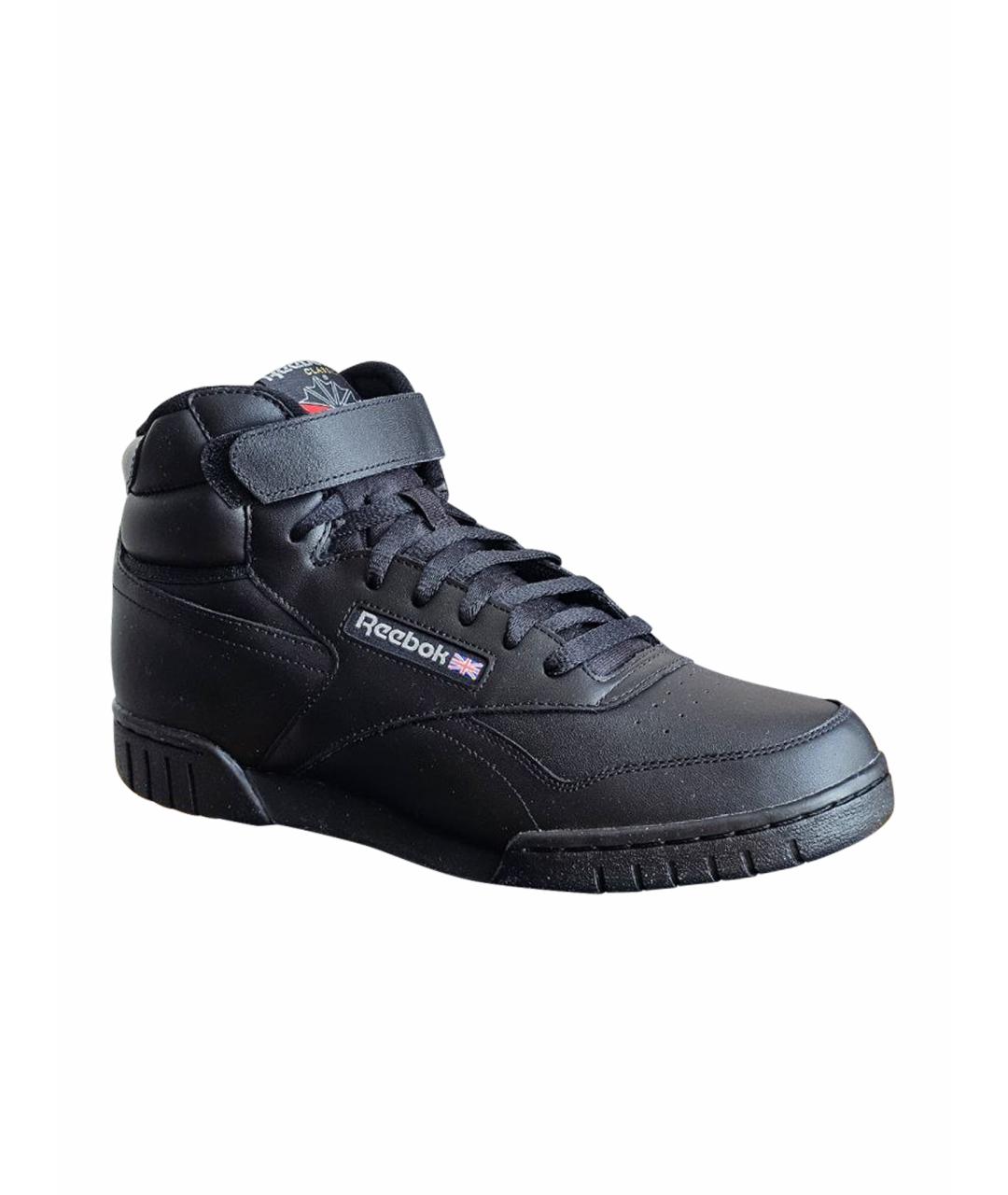 REEBOK Черные кожаные высокие кроссовки / кеды, фото 1