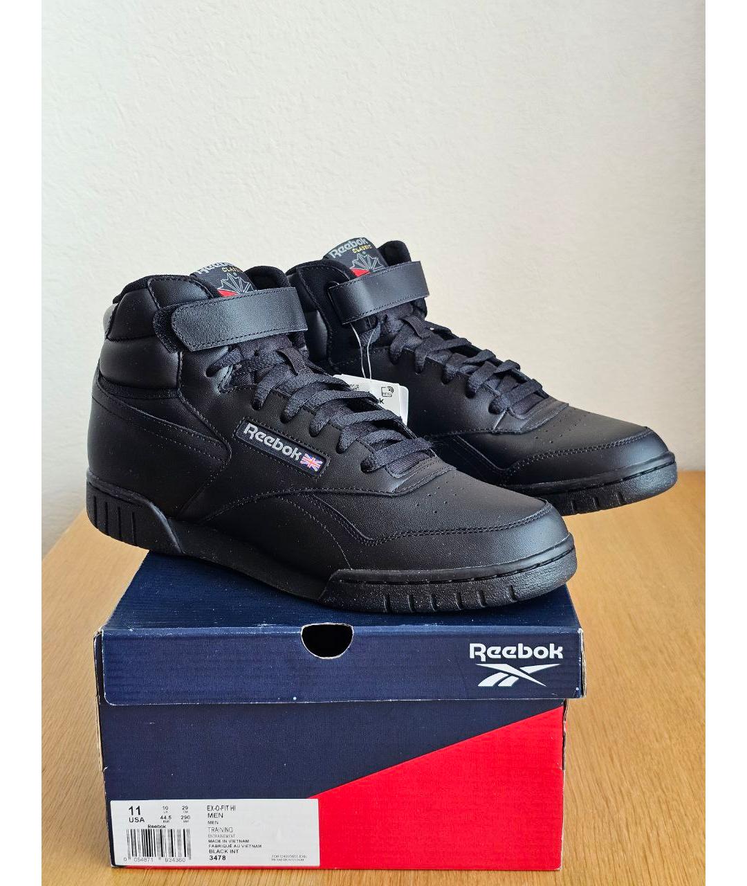 REEBOK Черные кожаные высокие кроссовки / кеды, фото 3
