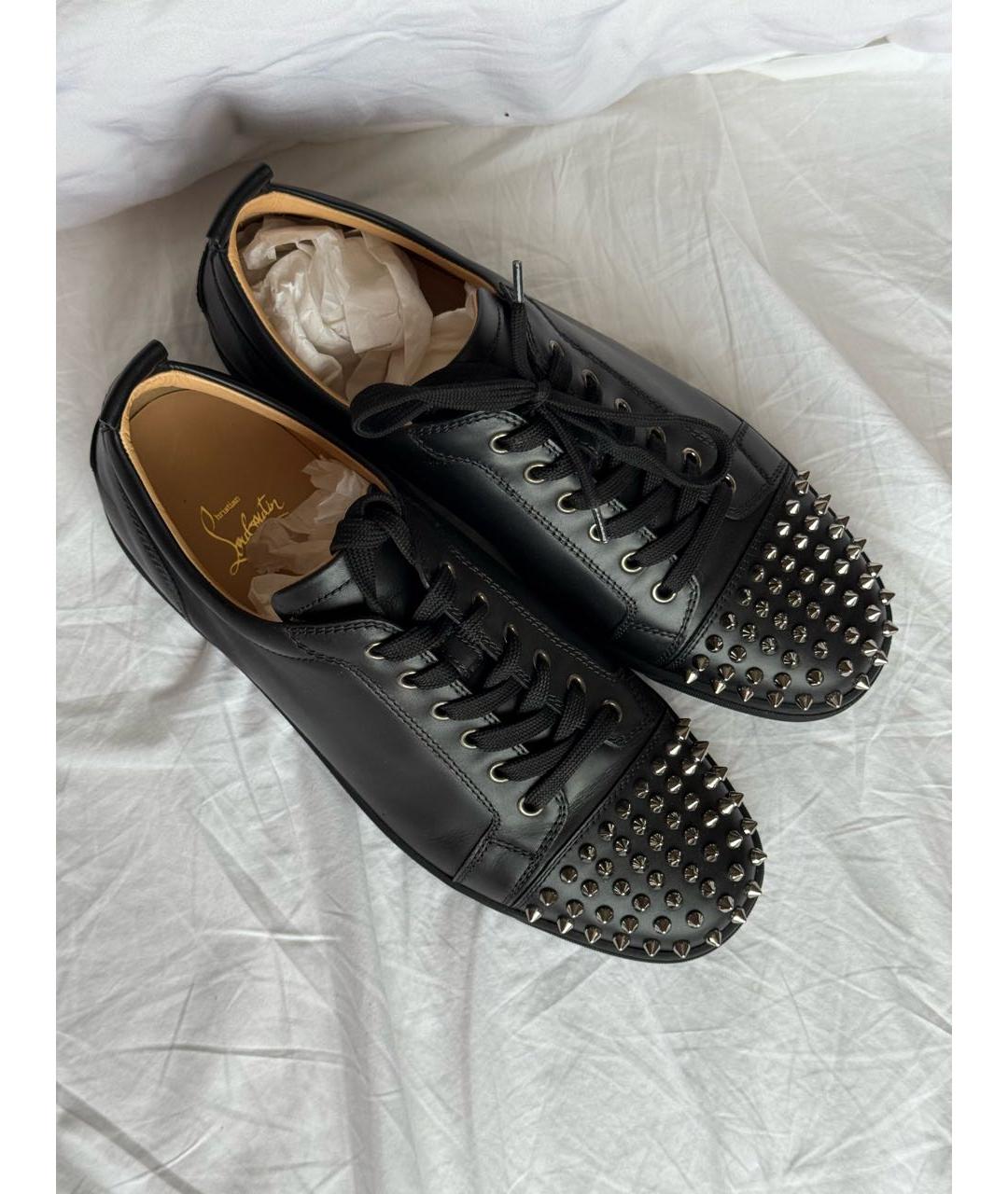 CHRISTIAN LOUBOUTIN Черные кожаные низкие кроссовки / кеды, фото 3