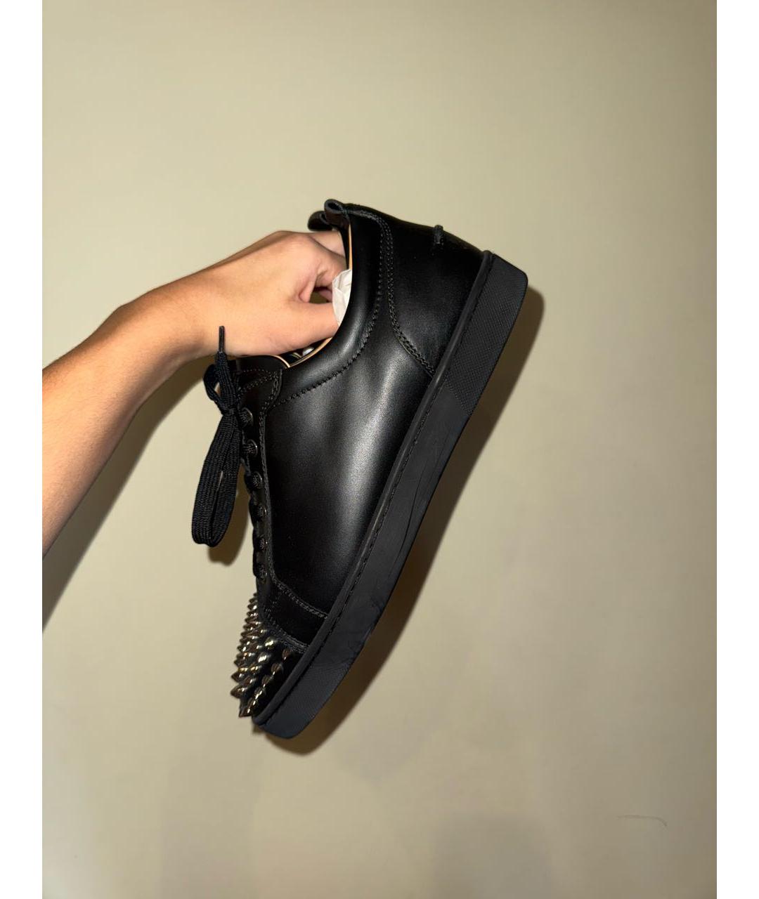 CHRISTIAN LOUBOUTIN Черные кожаные низкие кроссовки / кеды, фото 2