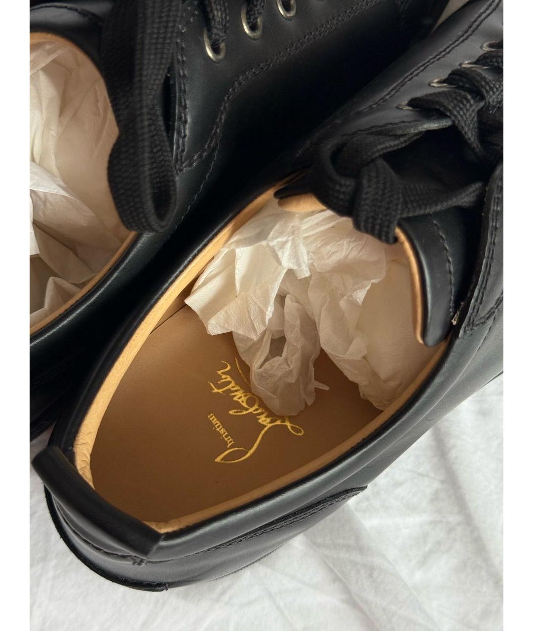 CHRISTIAN LOUBOUTIN Черные кожаные низкие кроссовки / кеды, фото 4