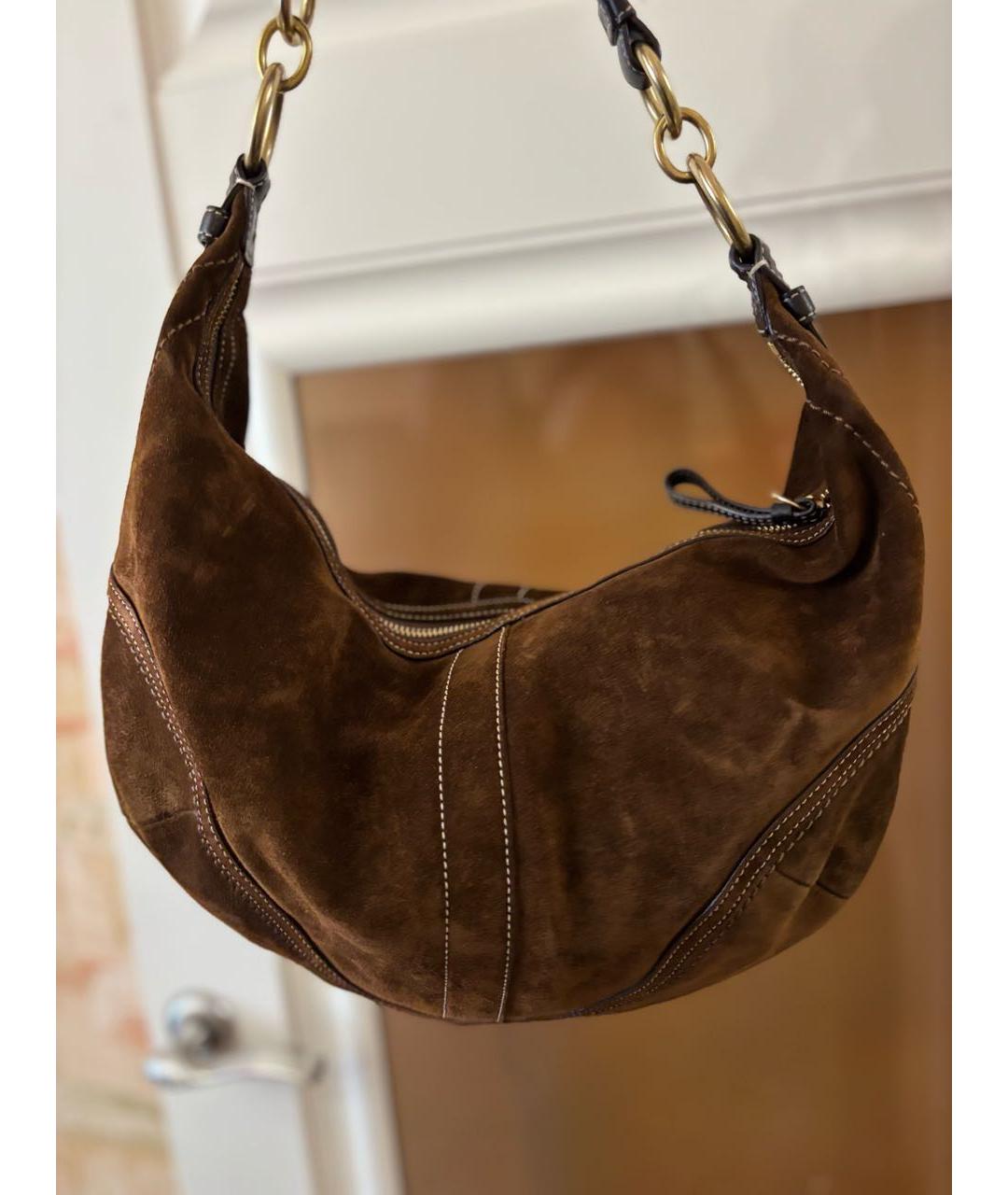 COACH Коричневая замшевая сумка через плечо, фото 3