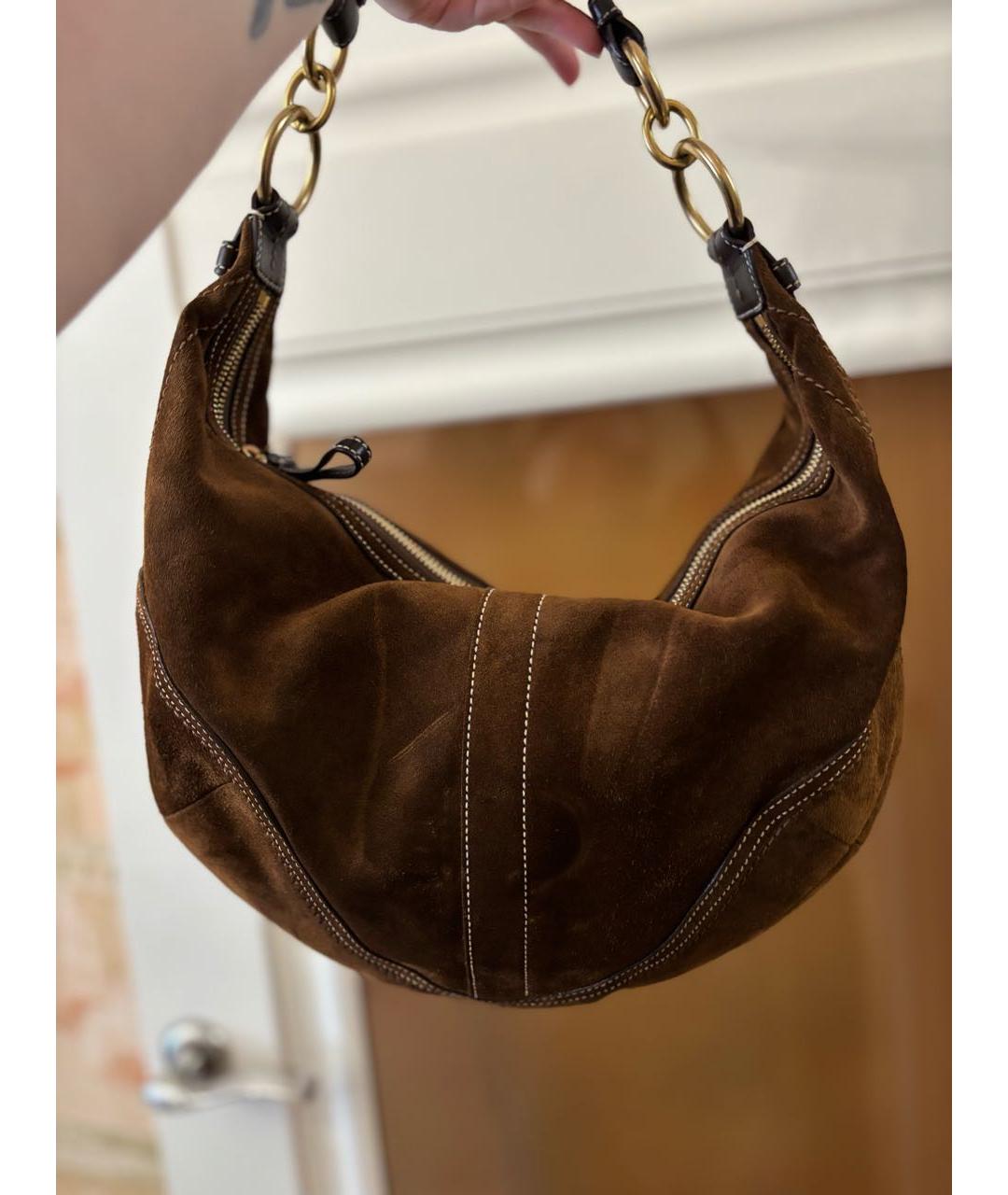 COACH Коричневая замшевая сумка через плечо, фото 2