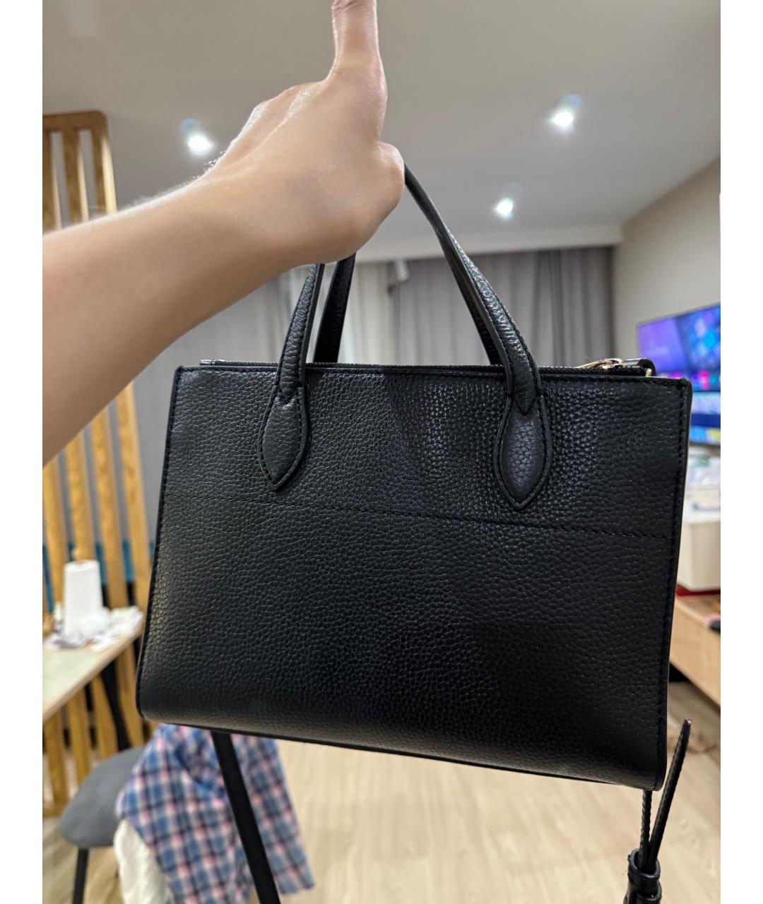 FURLA Черная кожаная сумка с короткими ручками, фото 3