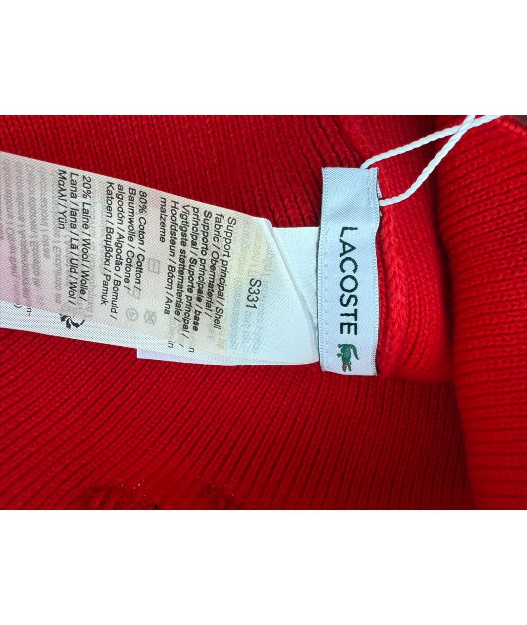 LACOSTE Красная хлопковая шапка, фото 5