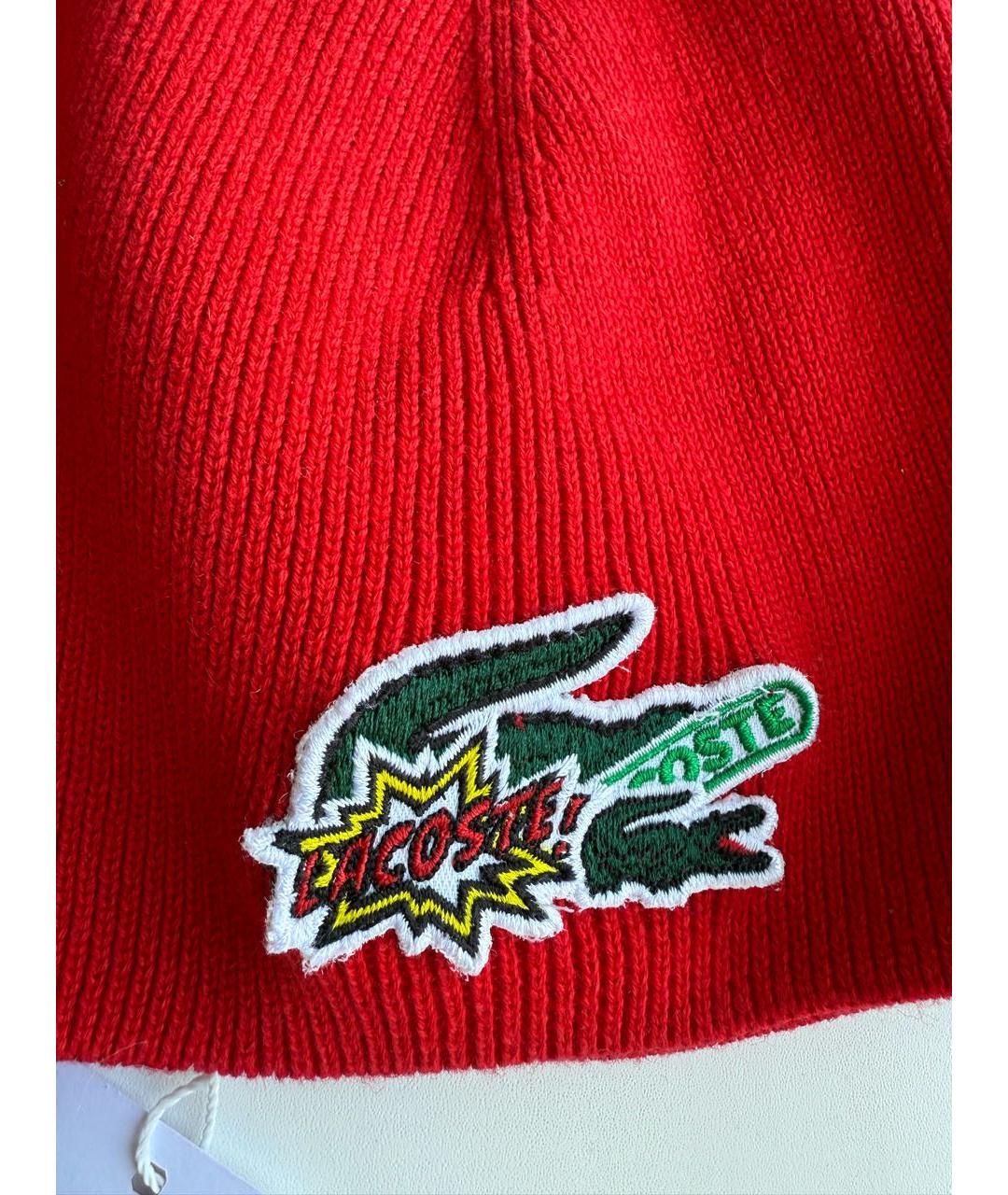 LACOSTE Красная хлопковая шапка, фото 2