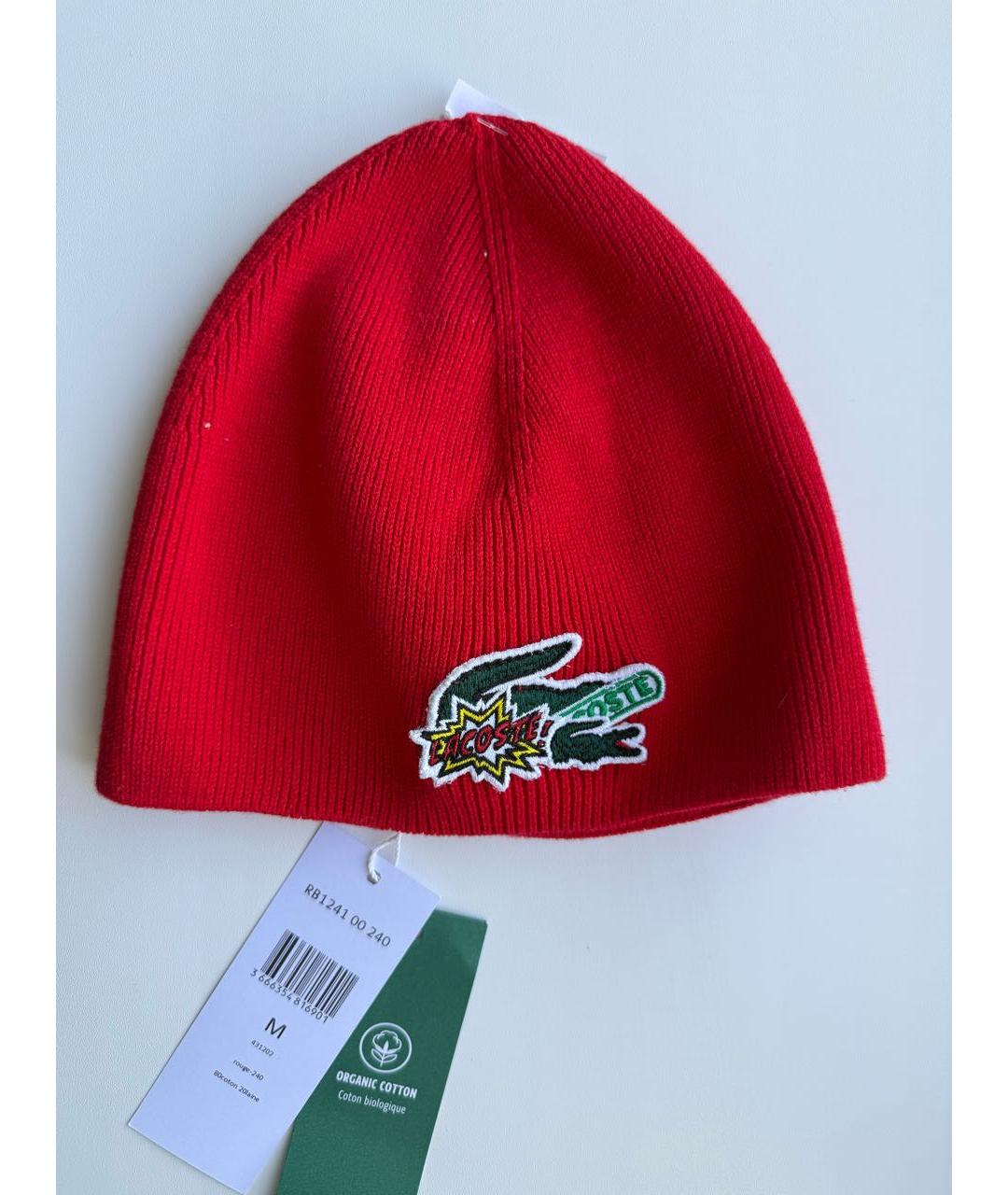 LACOSTE Красная хлопковая шапка, фото 6