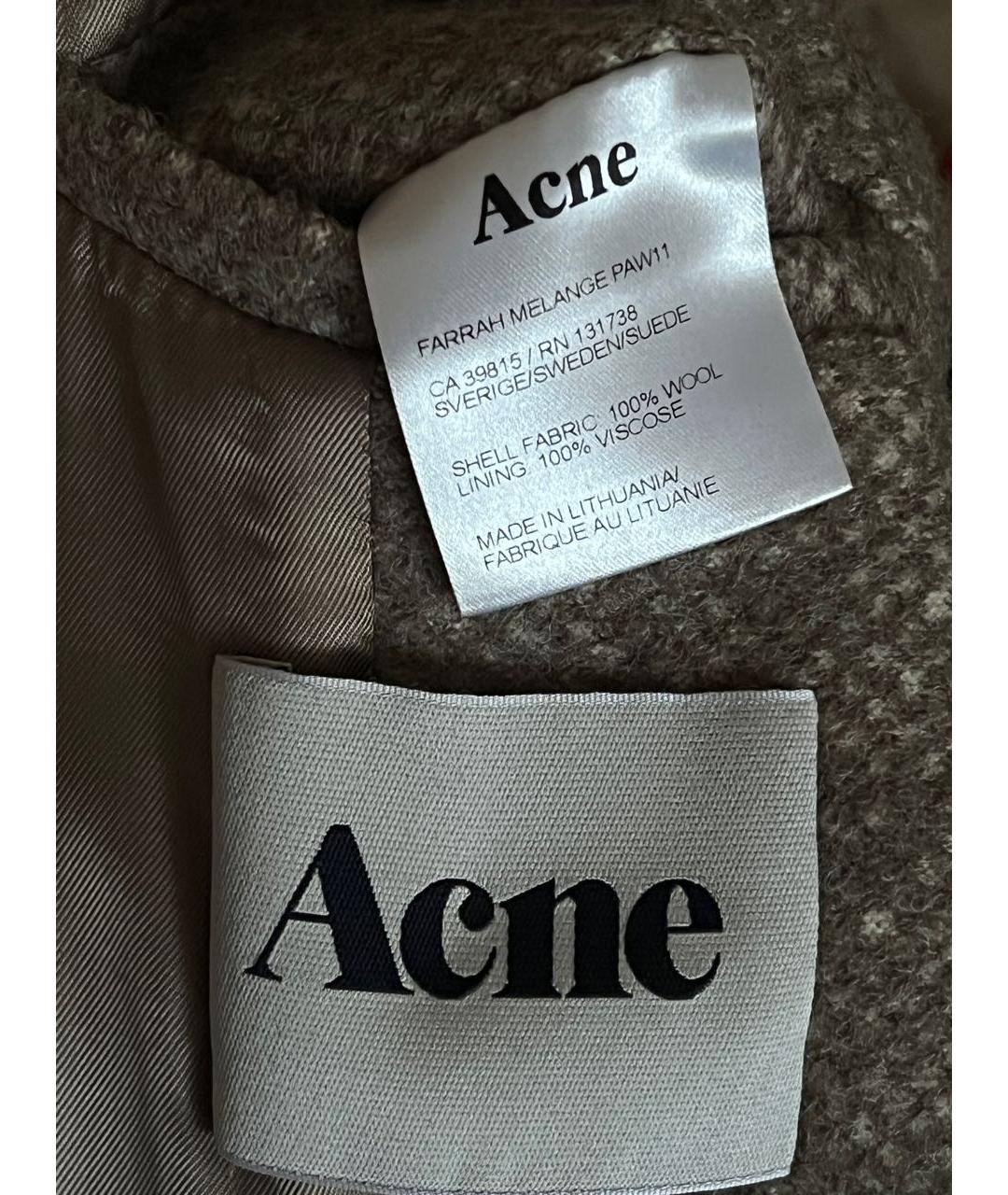 ACNE STUDIOS Коричневое шерстяное пальто, фото 5