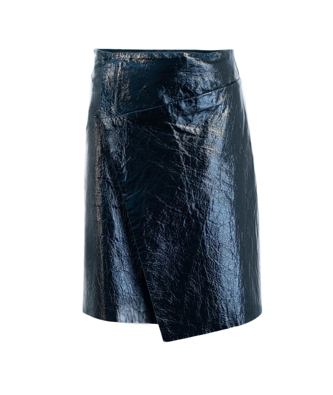 BALENCIAGA Черная кожаная юбка миди, фото 1
