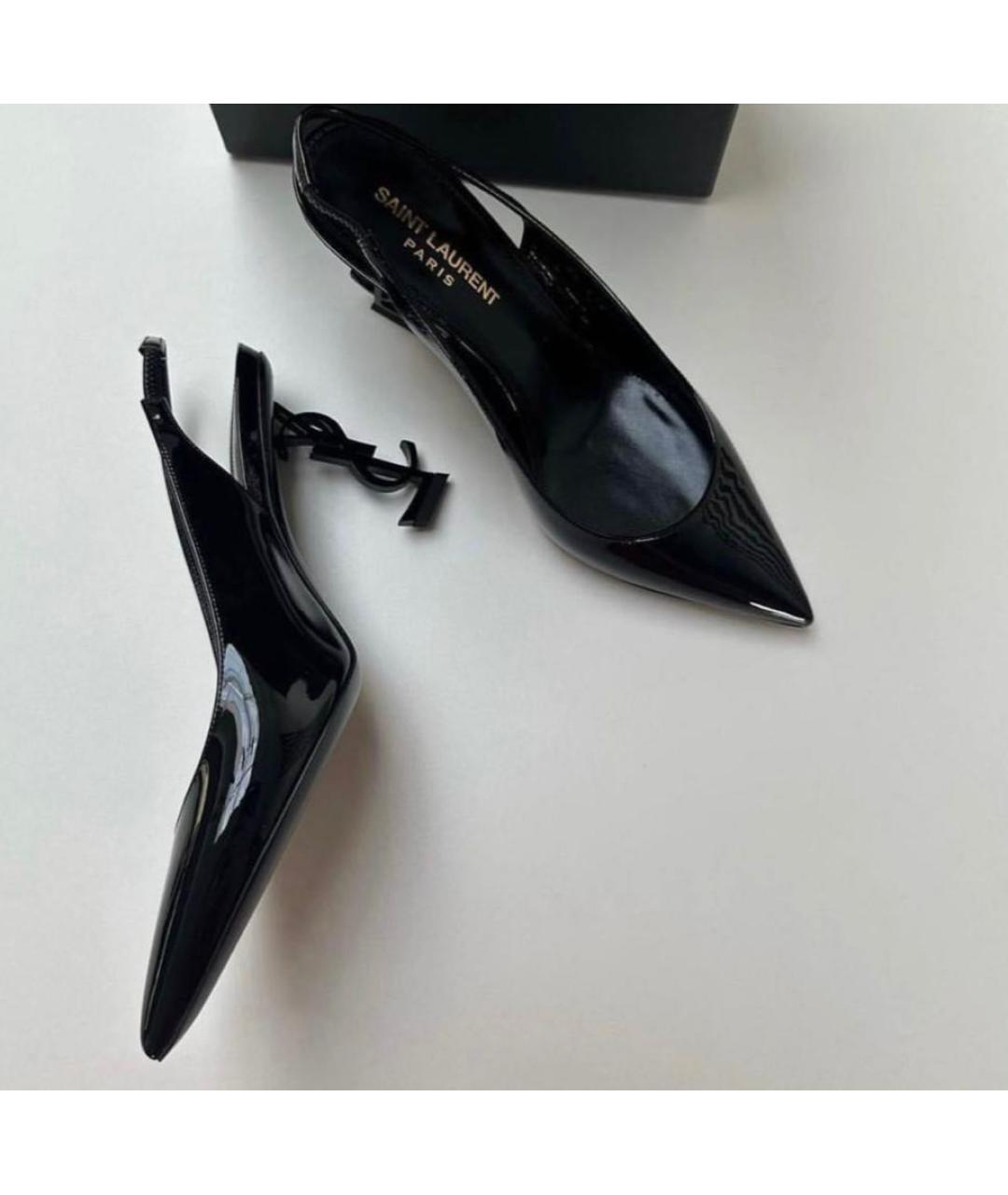 SAINT LAURENT Черные кожаные туфли, фото 4