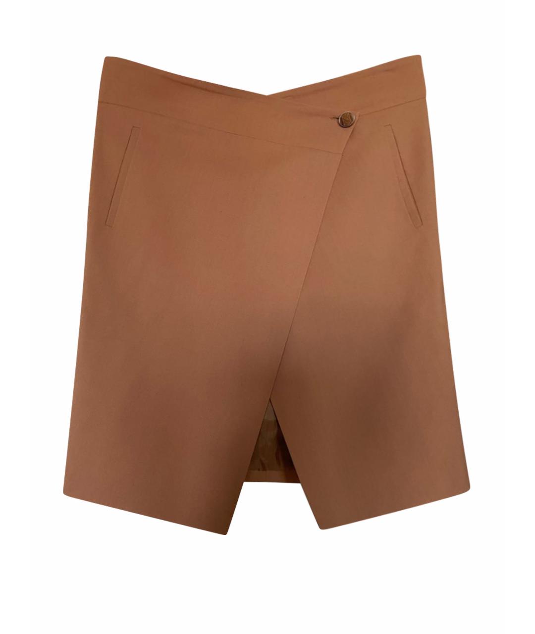 FERRAGAMO Коричневая шерстяная юбка миди, фото 1