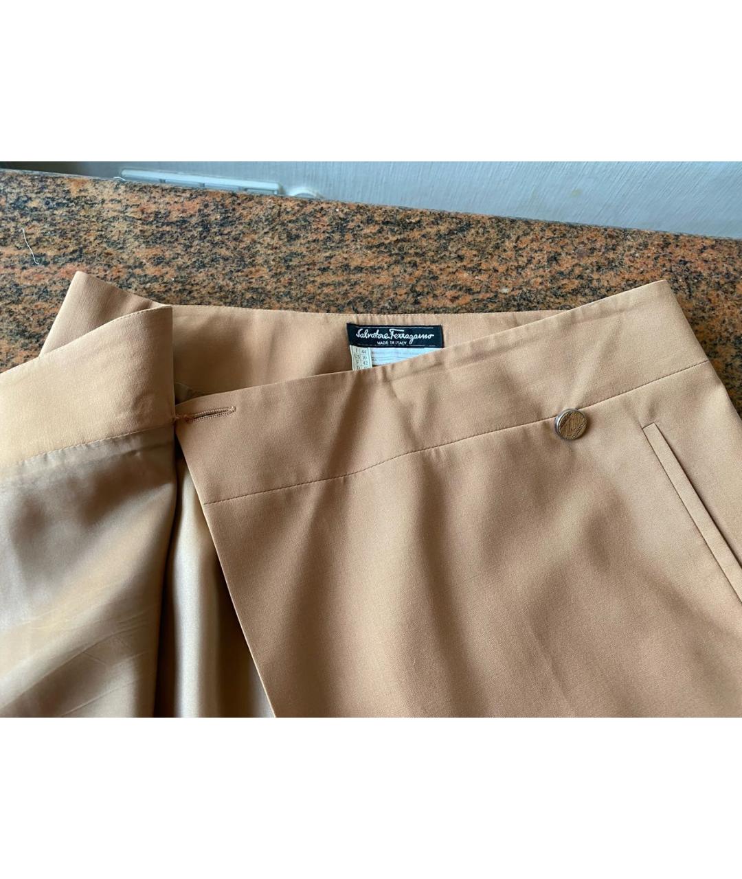 FERRAGAMO Коричневая шерстяная юбка миди, фото 7