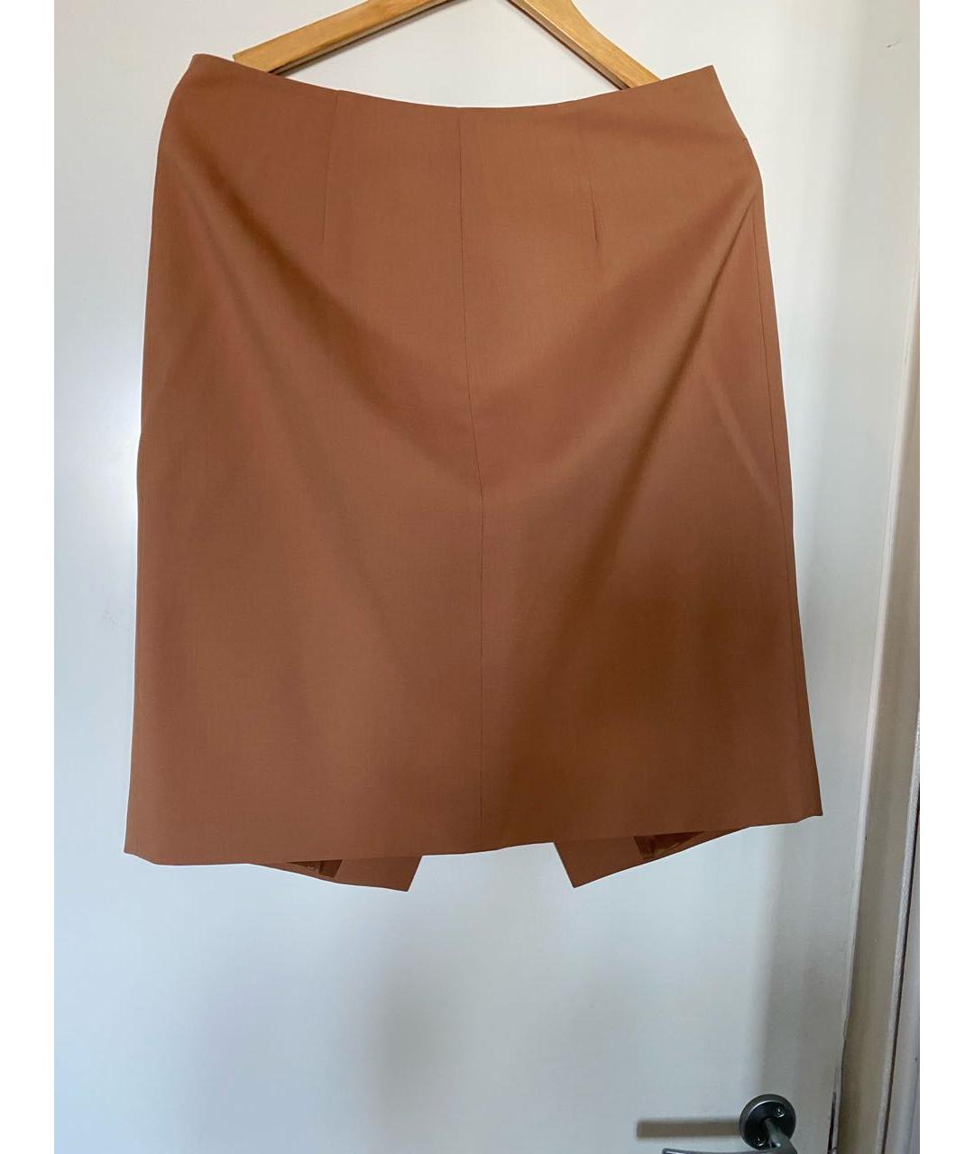 FERRAGAMO Коричневая шерстяная юбка миди, фото 2