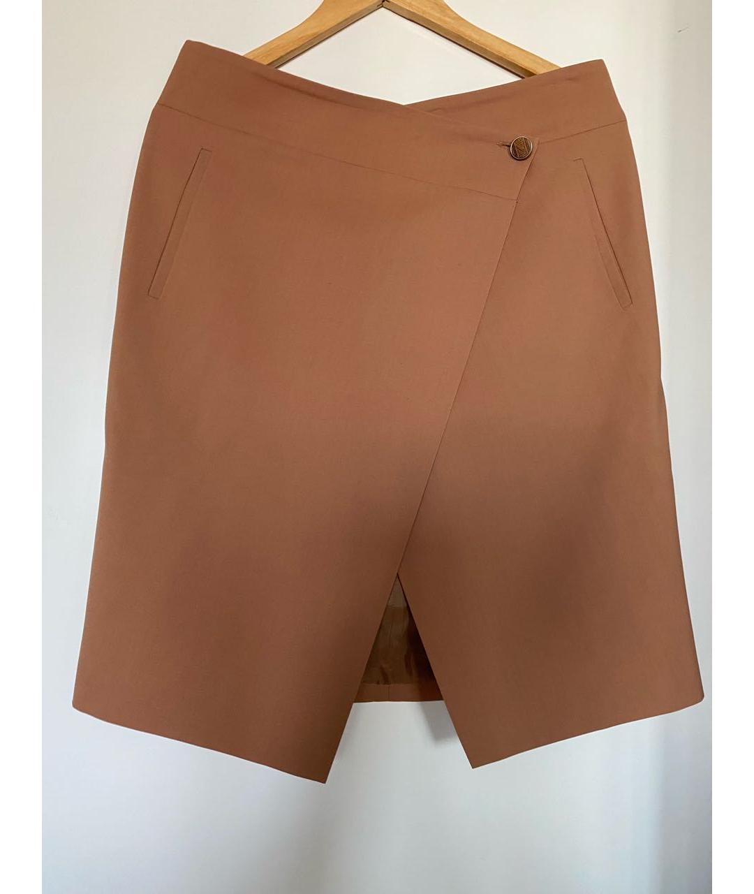 FERRAGAMO Коричневая шерстяная юбка миди, фото 8