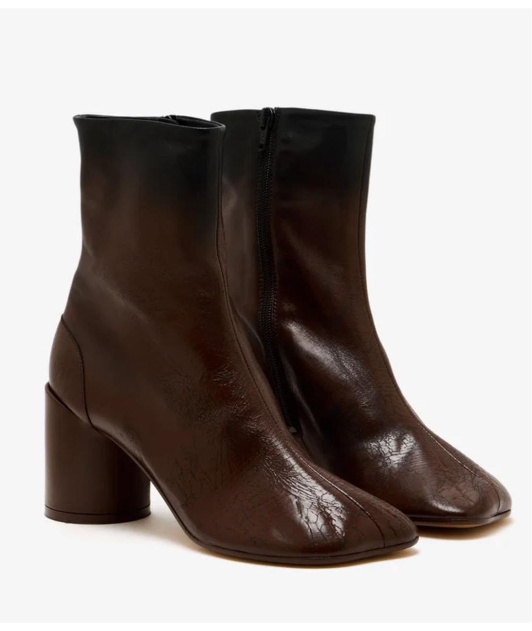 MM6 MAISON MARGIELA Коричневые кожаные ботильоны, фото 4
