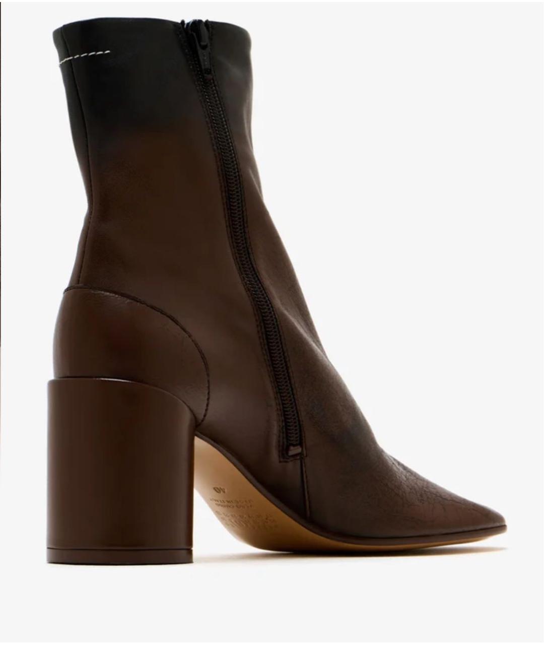 MM6 MAISON MARGIELA Коричневые кожаные ботильоны, фото 3