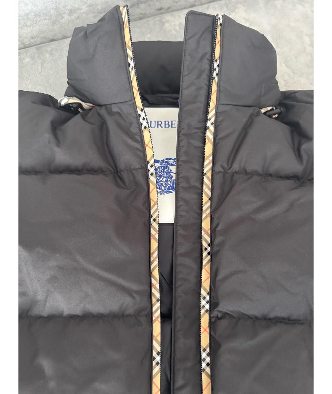 BURBERRY Черный полиэстеровый пуховик, фото 4