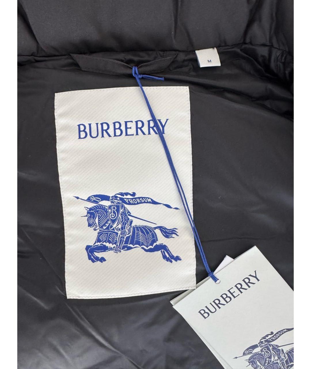 BURBERRY Черный полиэстеровый пуховик, фото 3