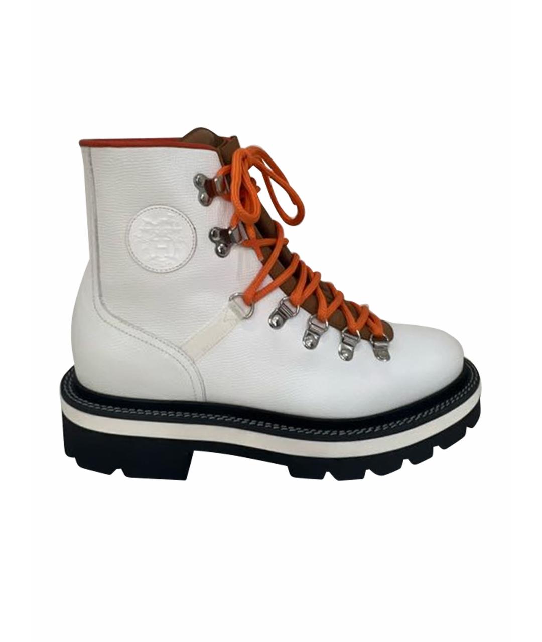 HERMES Белые кожаные ботинки, фото 1