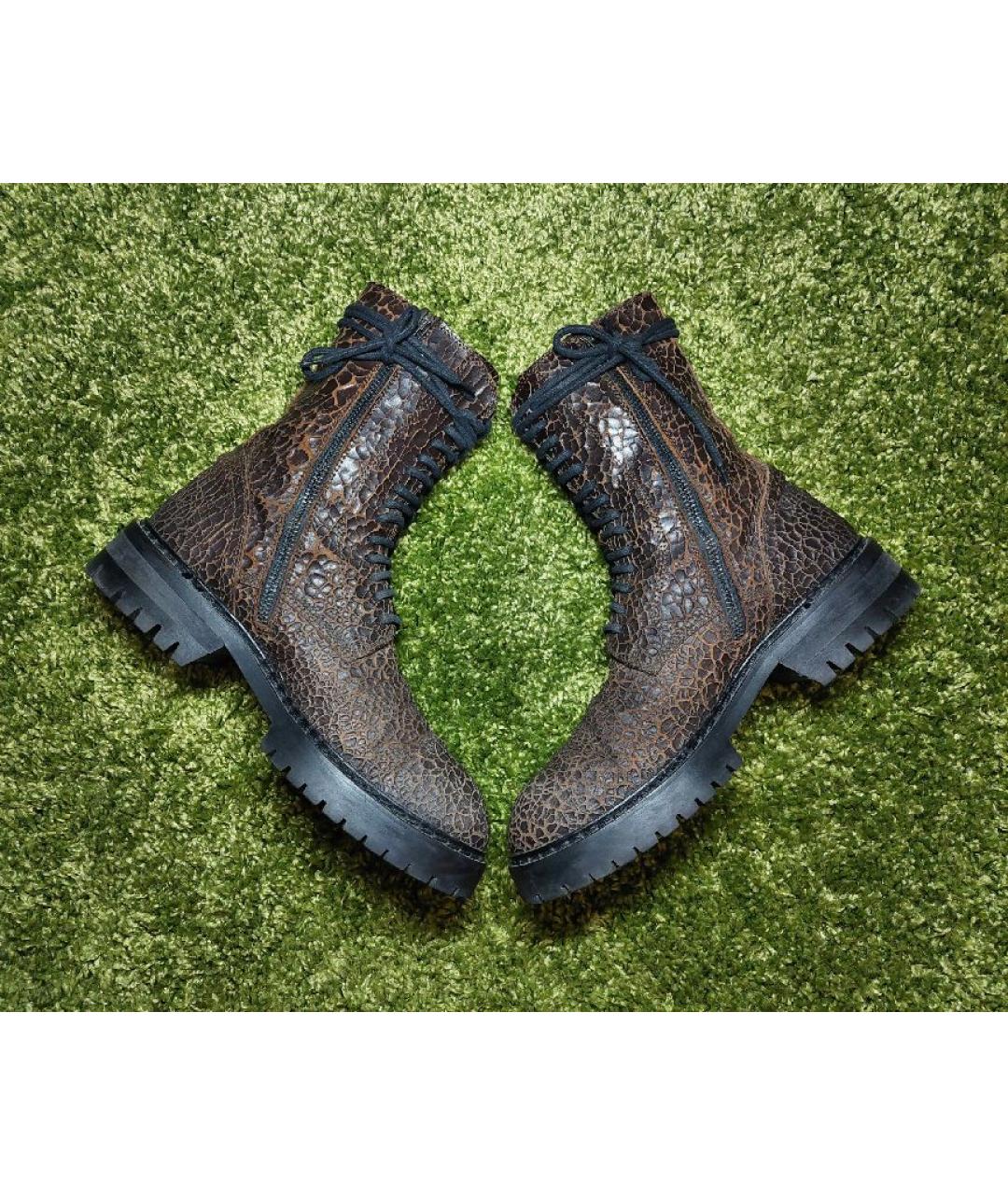 ANN DEMEULEMEESTER Коричневые кожаные ботинки, фото 8