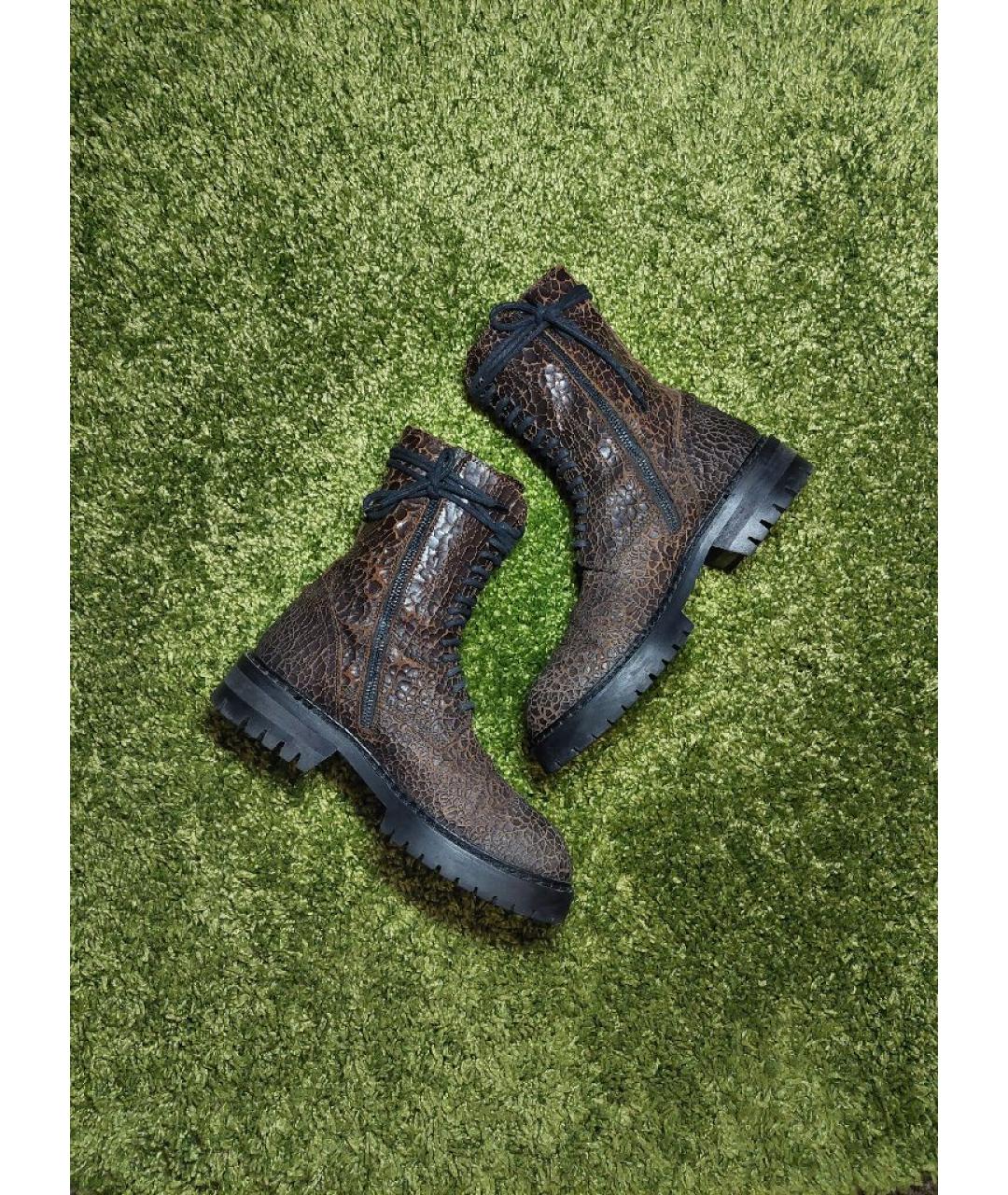 ANN DEMEULEMEESTER Коричневые кожаные ботинки, фото 6