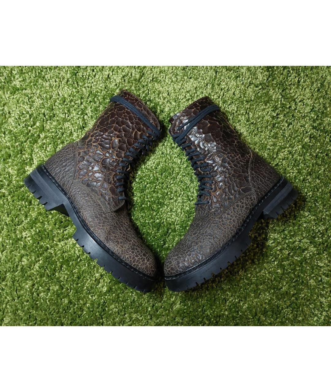 ANN DEMEULEMEESTER Коричневые кожаные ботинки, фото 7