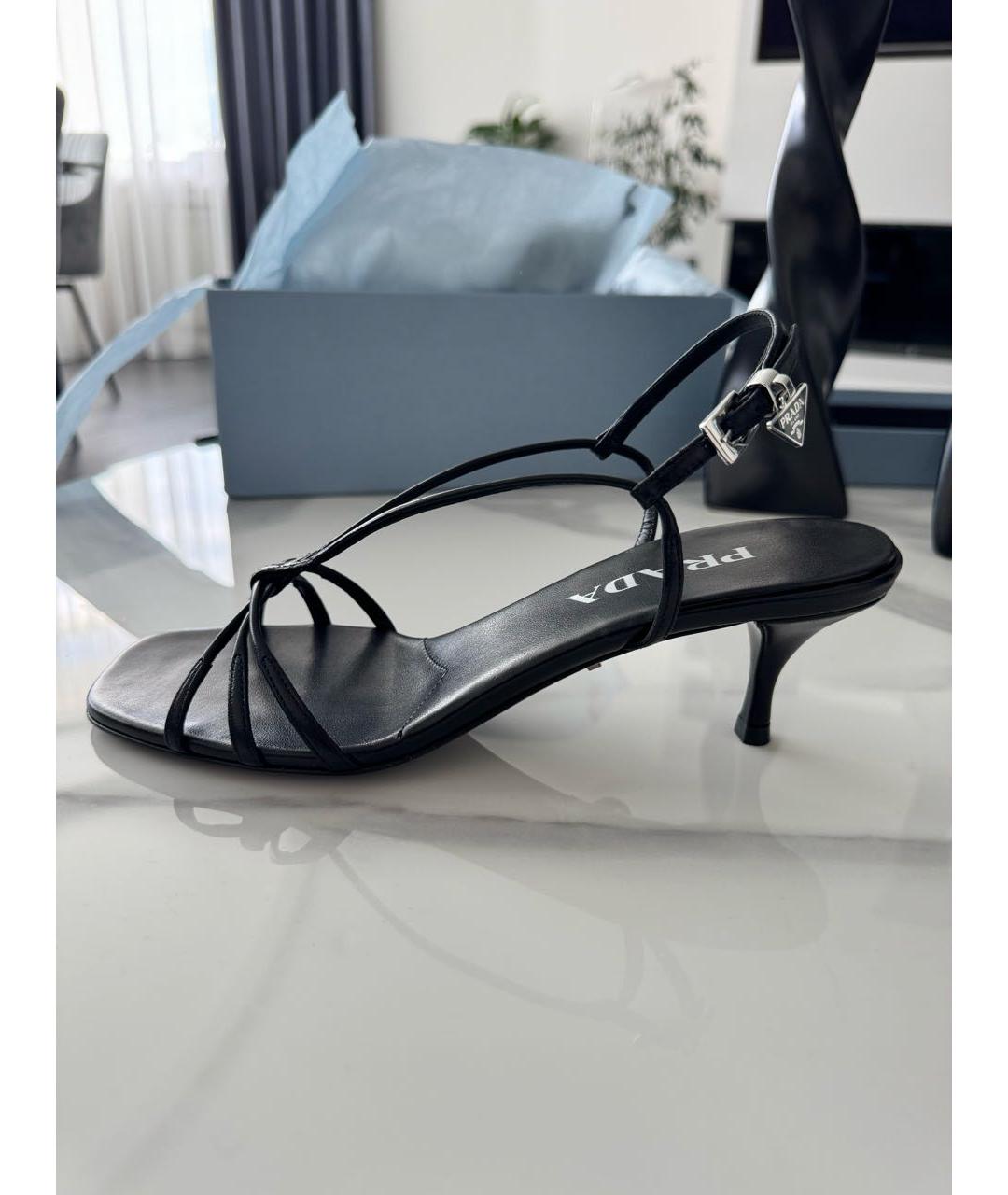 PRADA Черные кожаные босоножки, фото 9