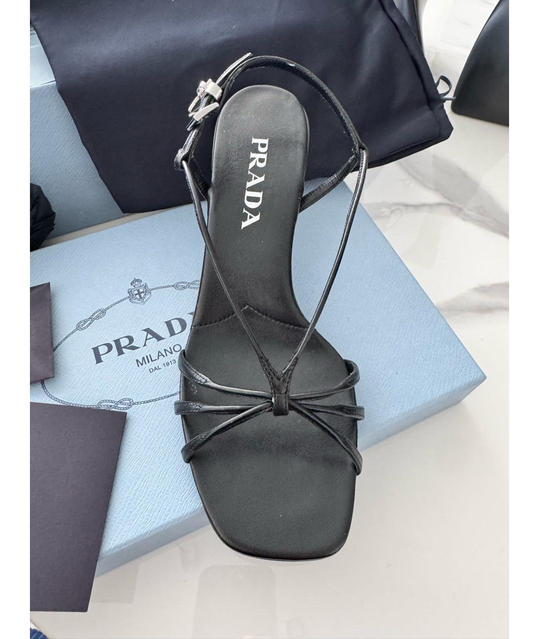 PRADA Черные кожаные босоножки, фото 7